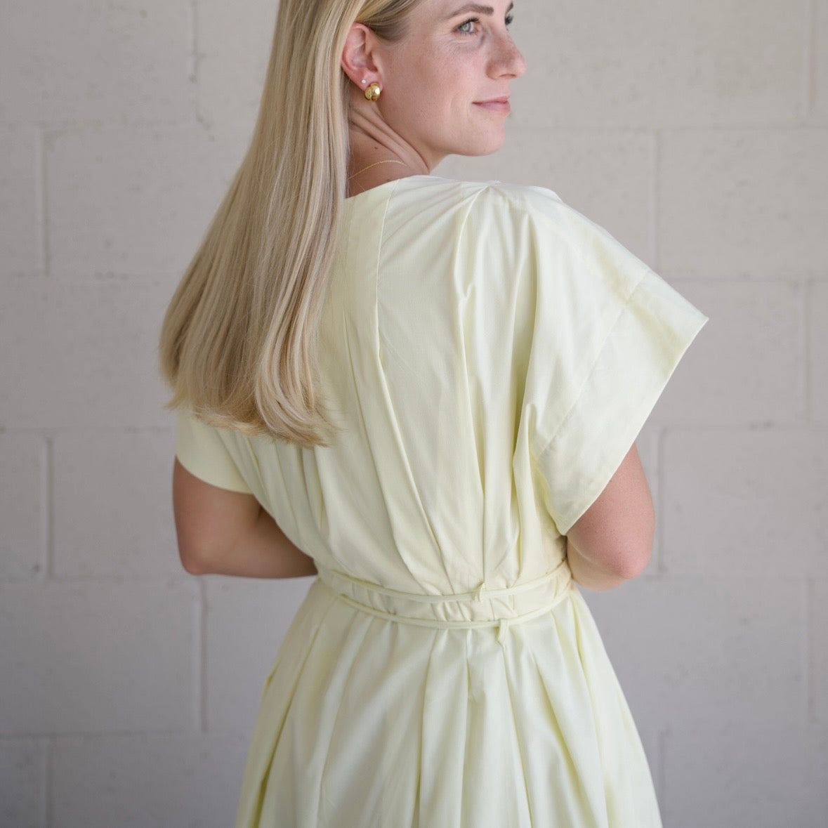 Pleated Detail Belted Maxi Dress