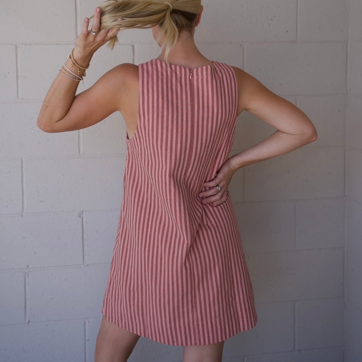 Peach Striped Dress