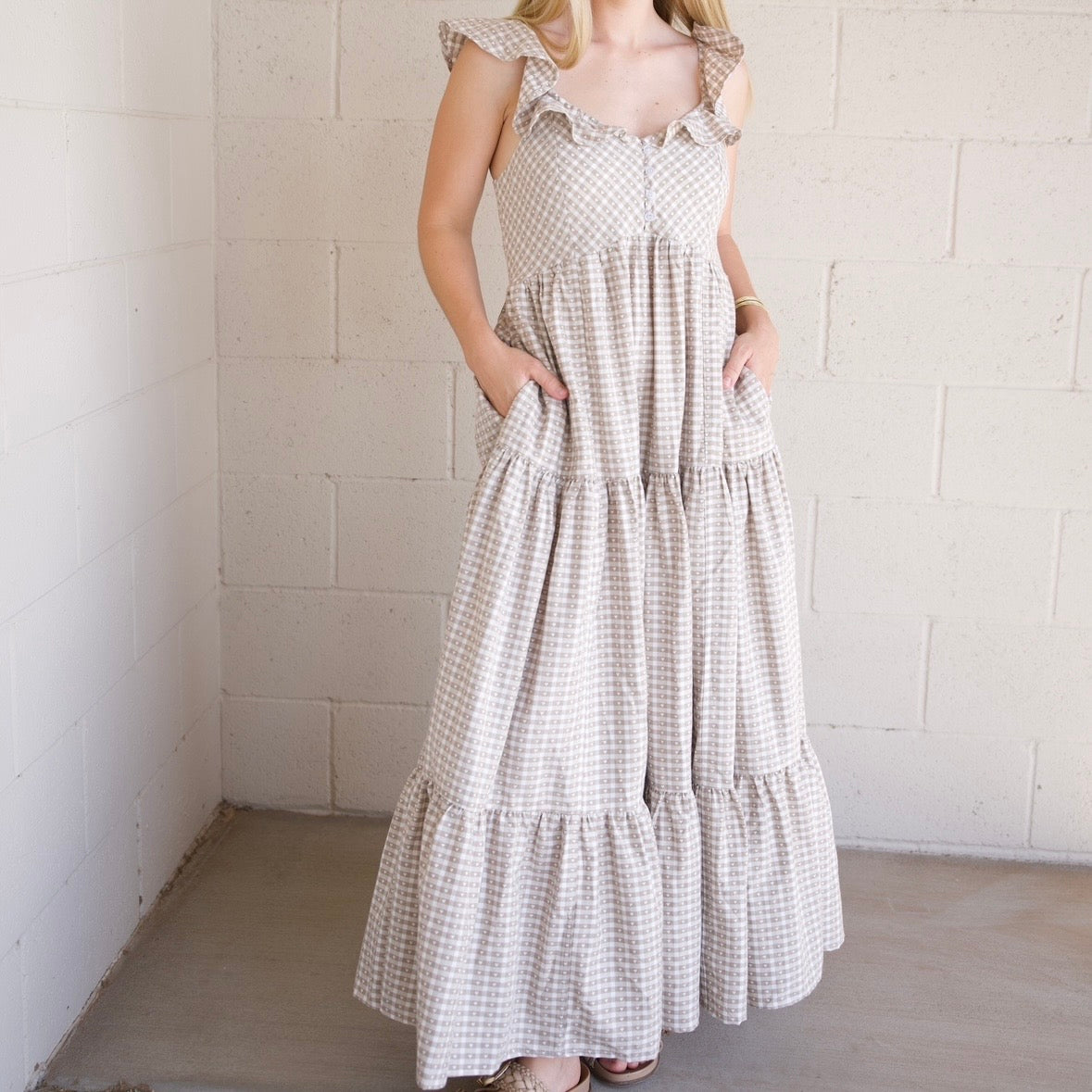 Mocha Heart Gingham Dress