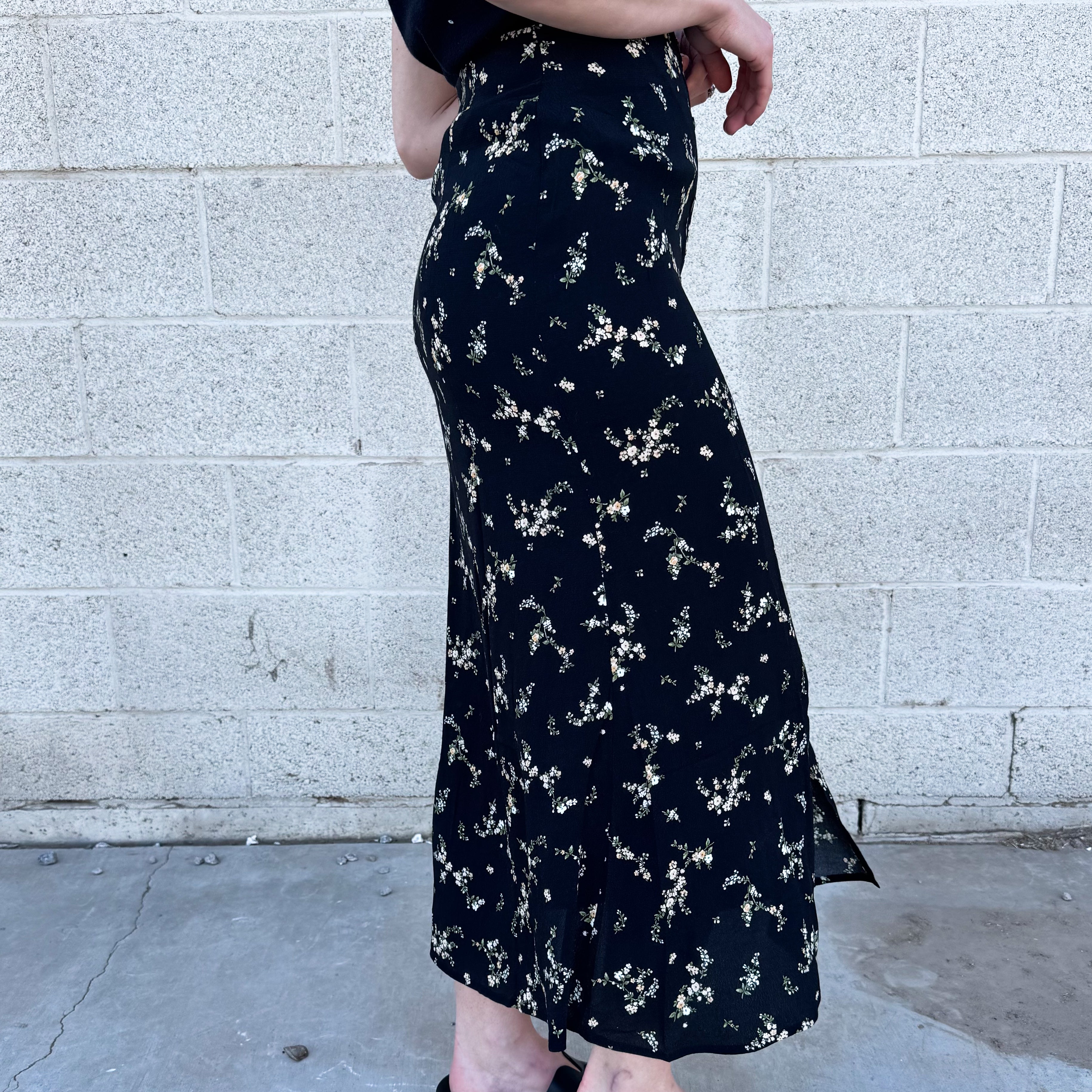 Black Floral Maxi Skirt