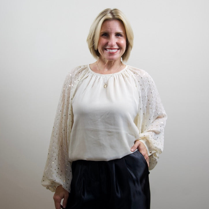 Sequin Long Balloon Blouse