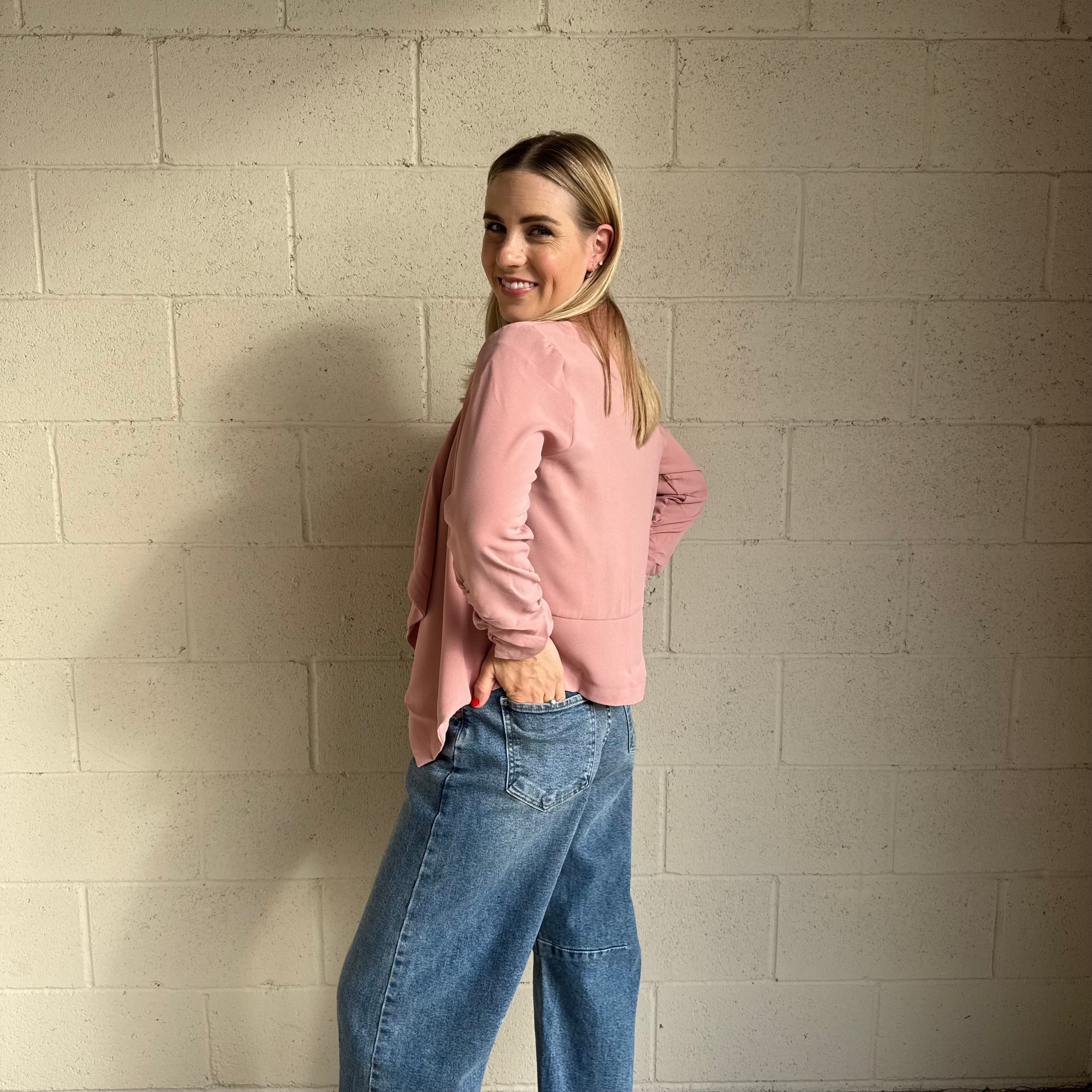 Pink 3/4 Sleeve Blazer