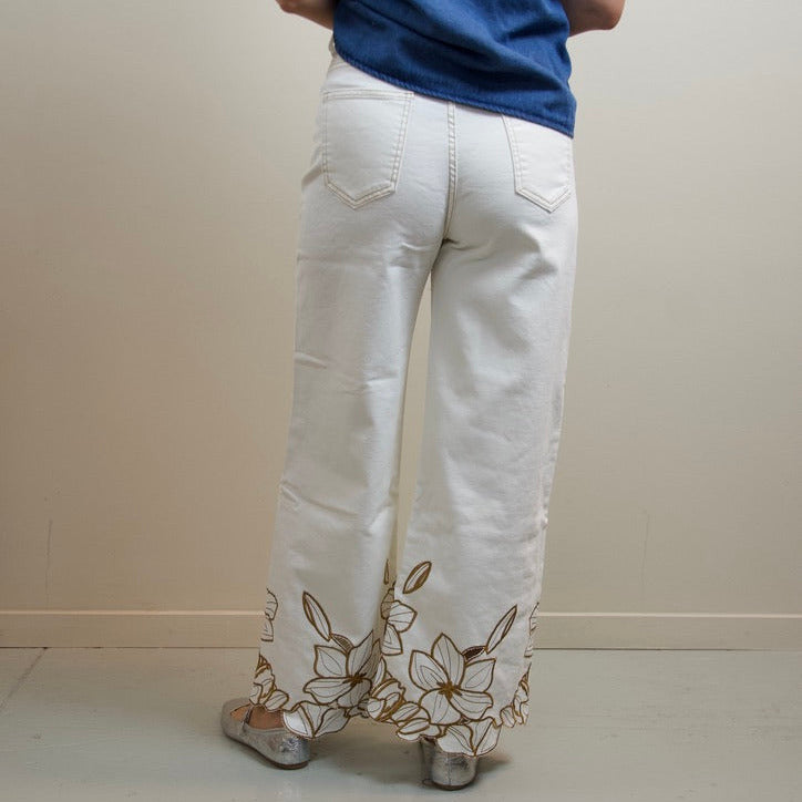 Floral Embroidered Pants