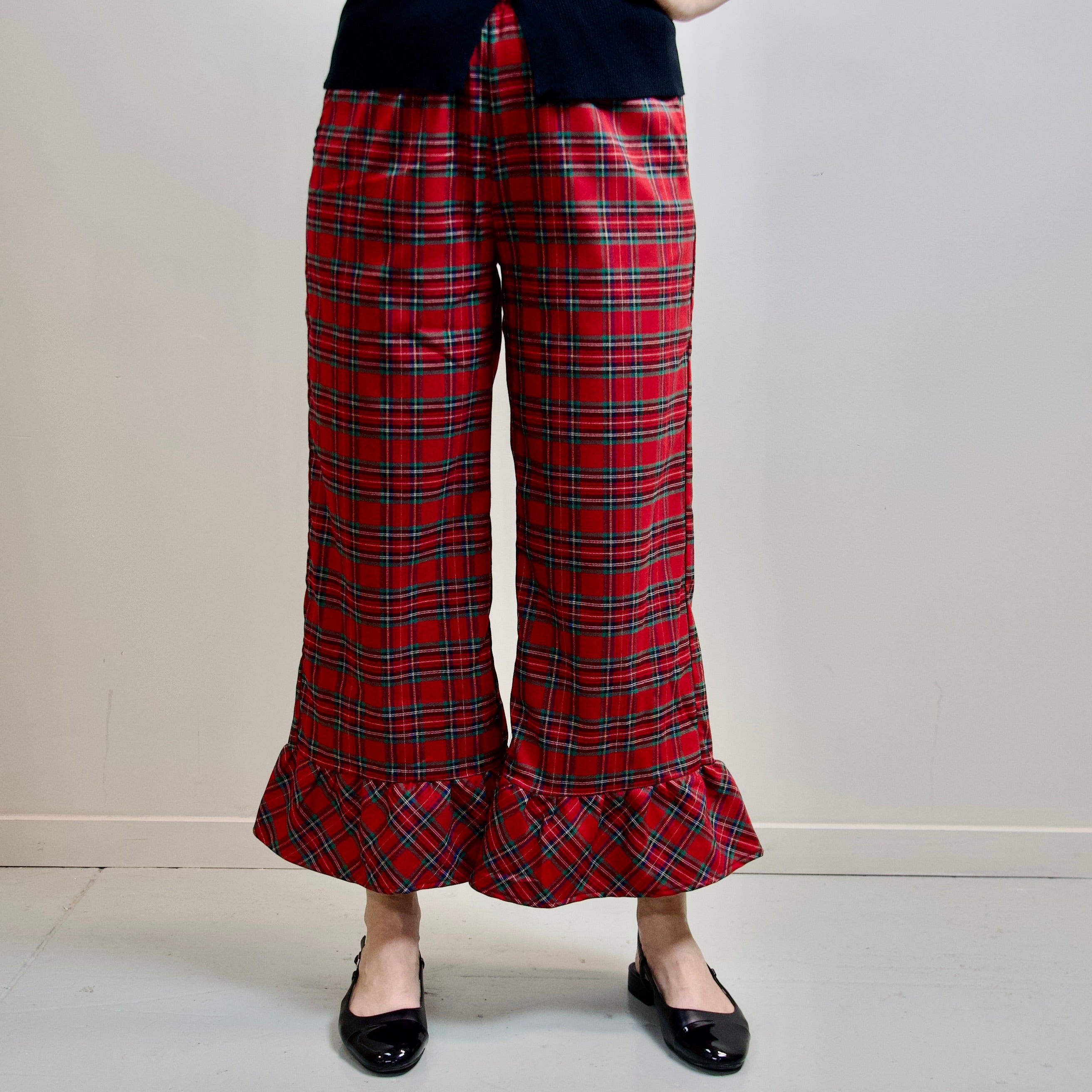 Red Plaid Wide Leg Pants