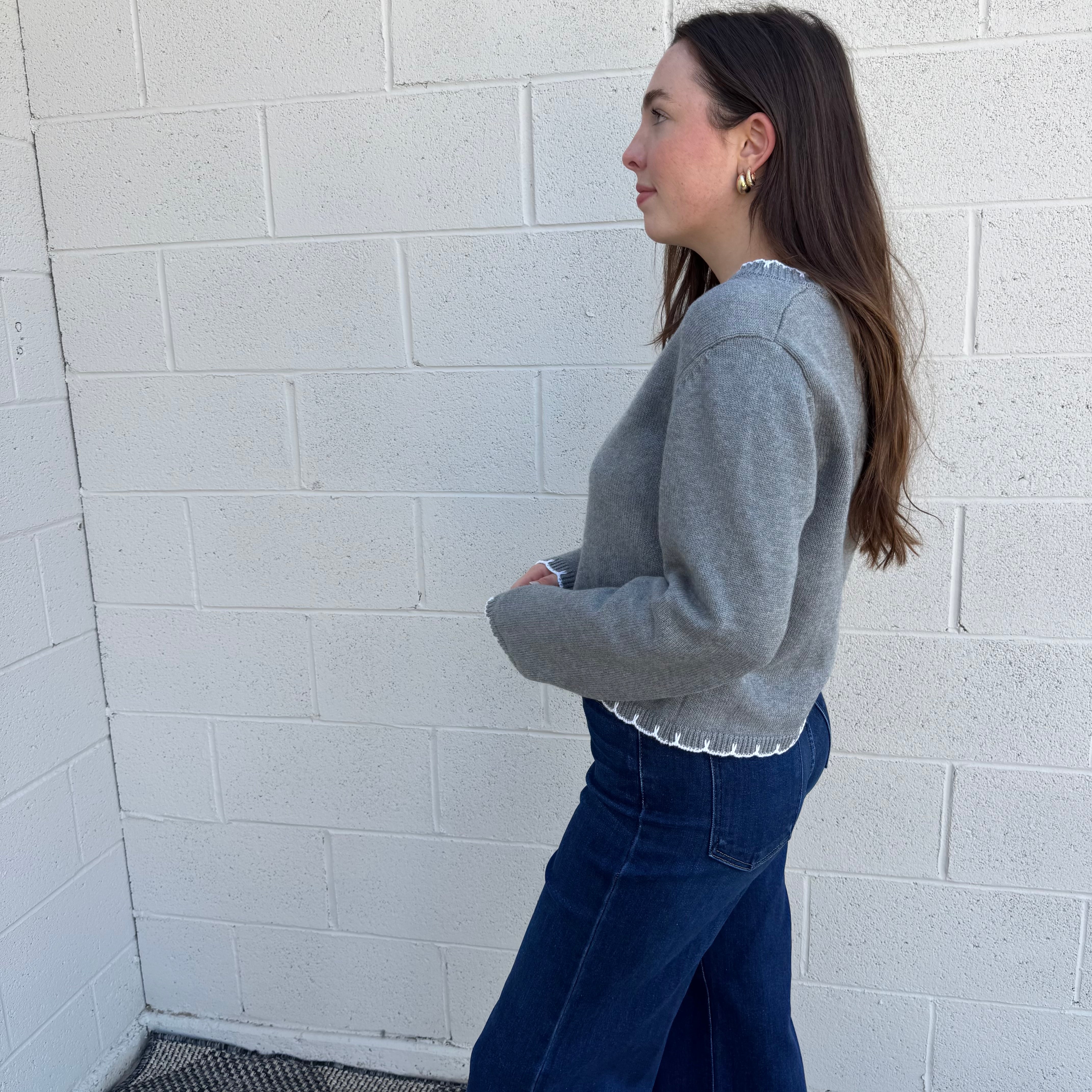 Edge Stitch Contrast Sweater