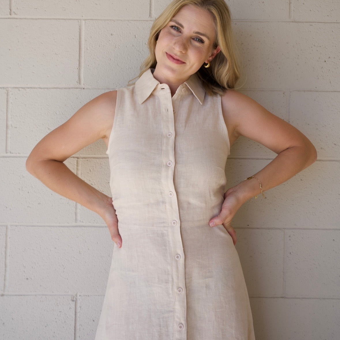 Linen Collared Button Maxi Dress