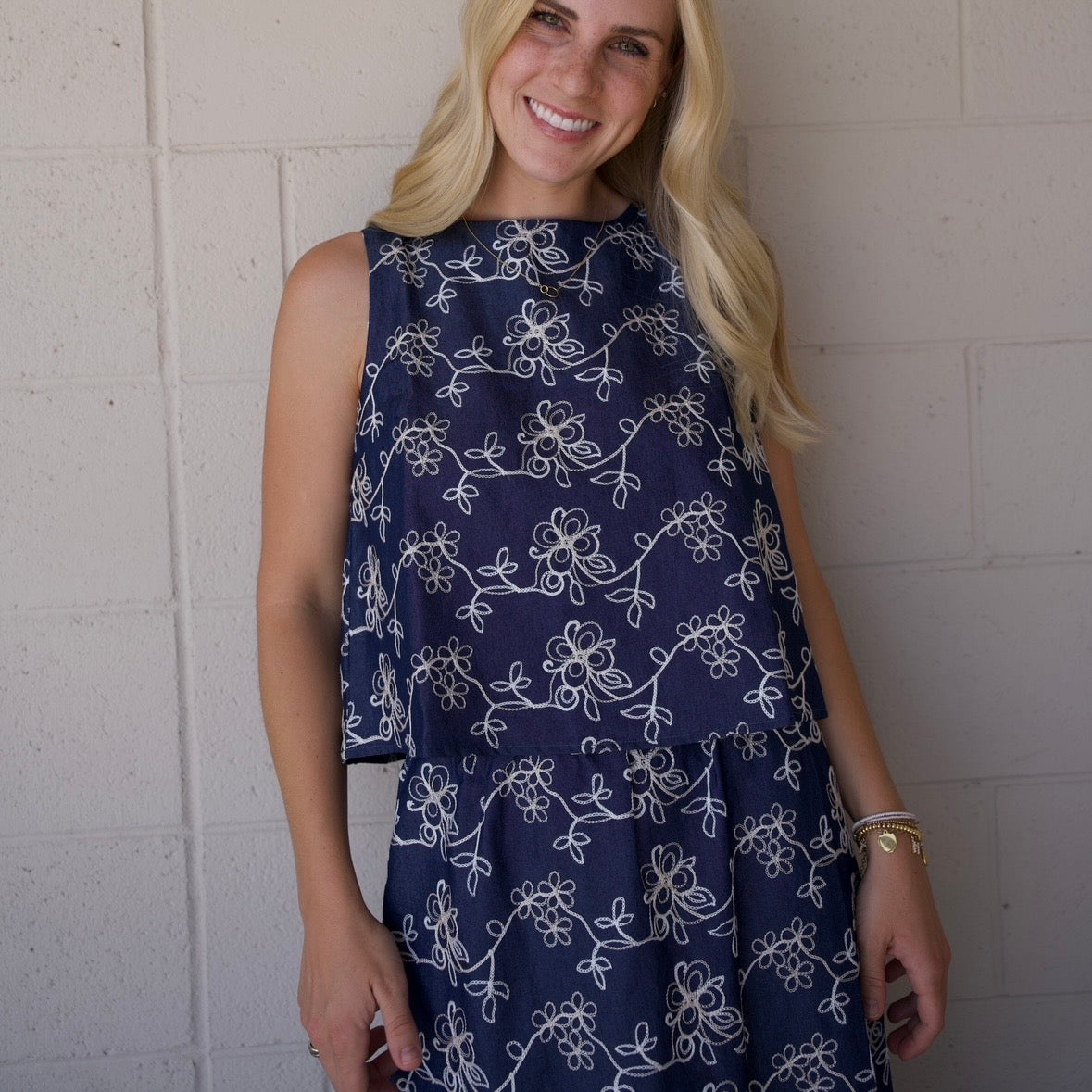Embroidered Top & Skirt Set