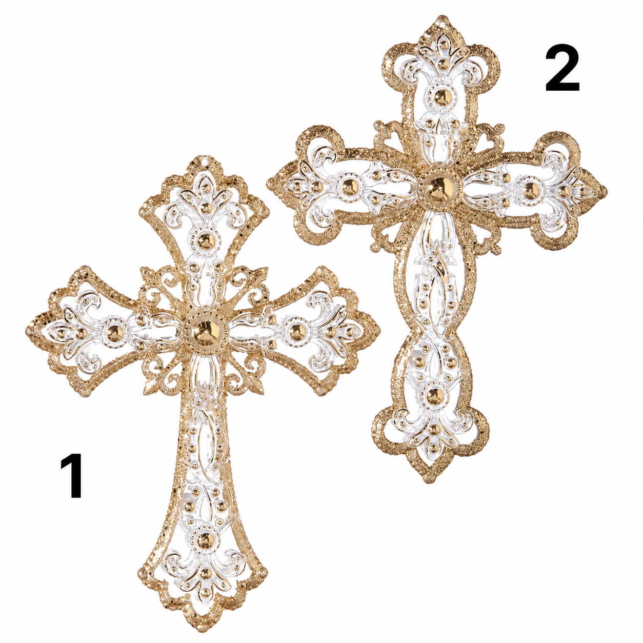 5" Gold Jeweled Cross Ornament