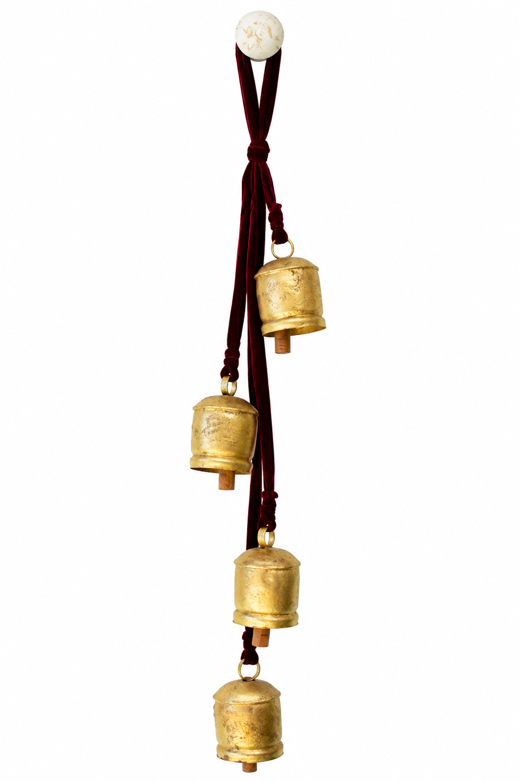 Jingle Bell Cluster with Maroon Velvet Ribbon