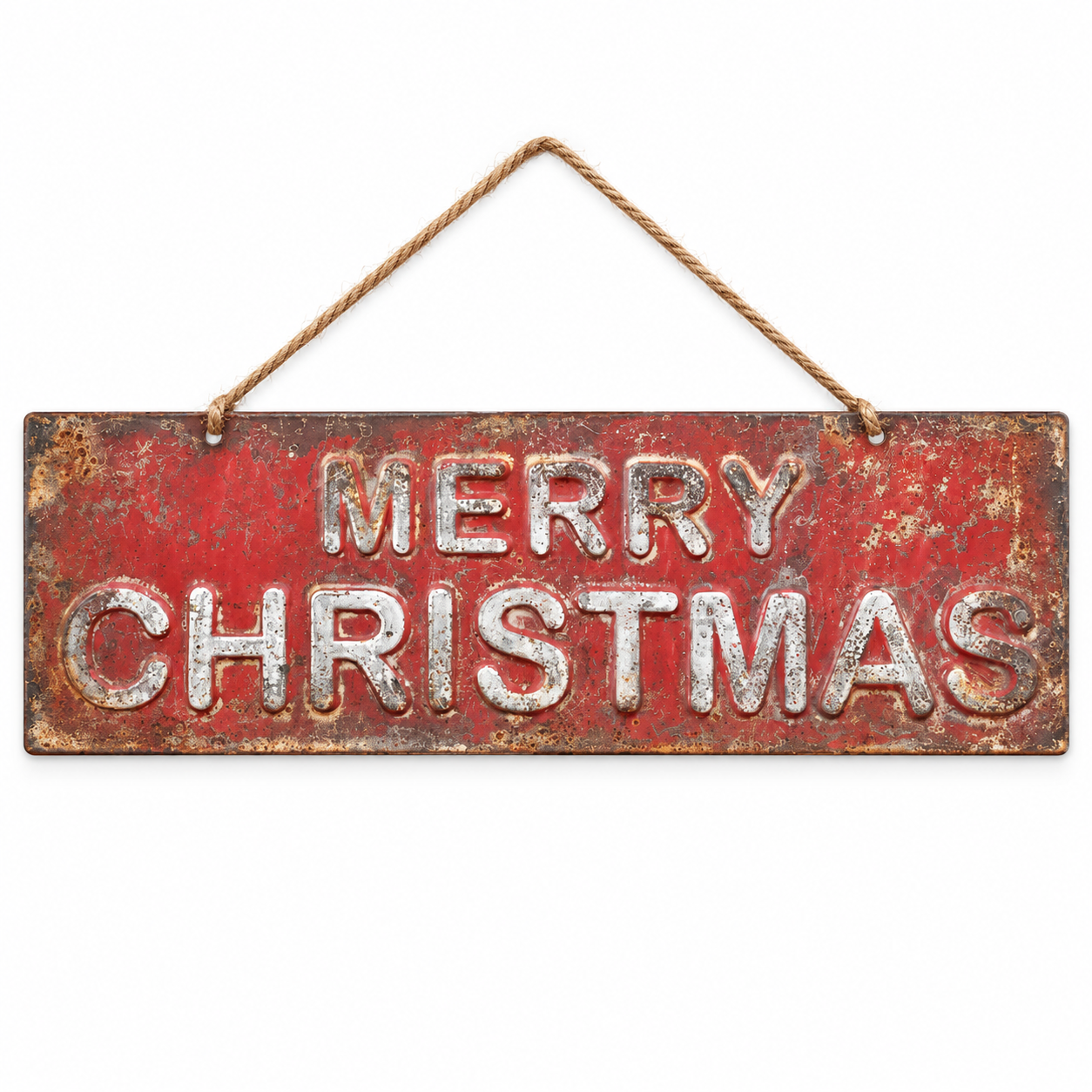 Aged Red Merry Christmas Sign
