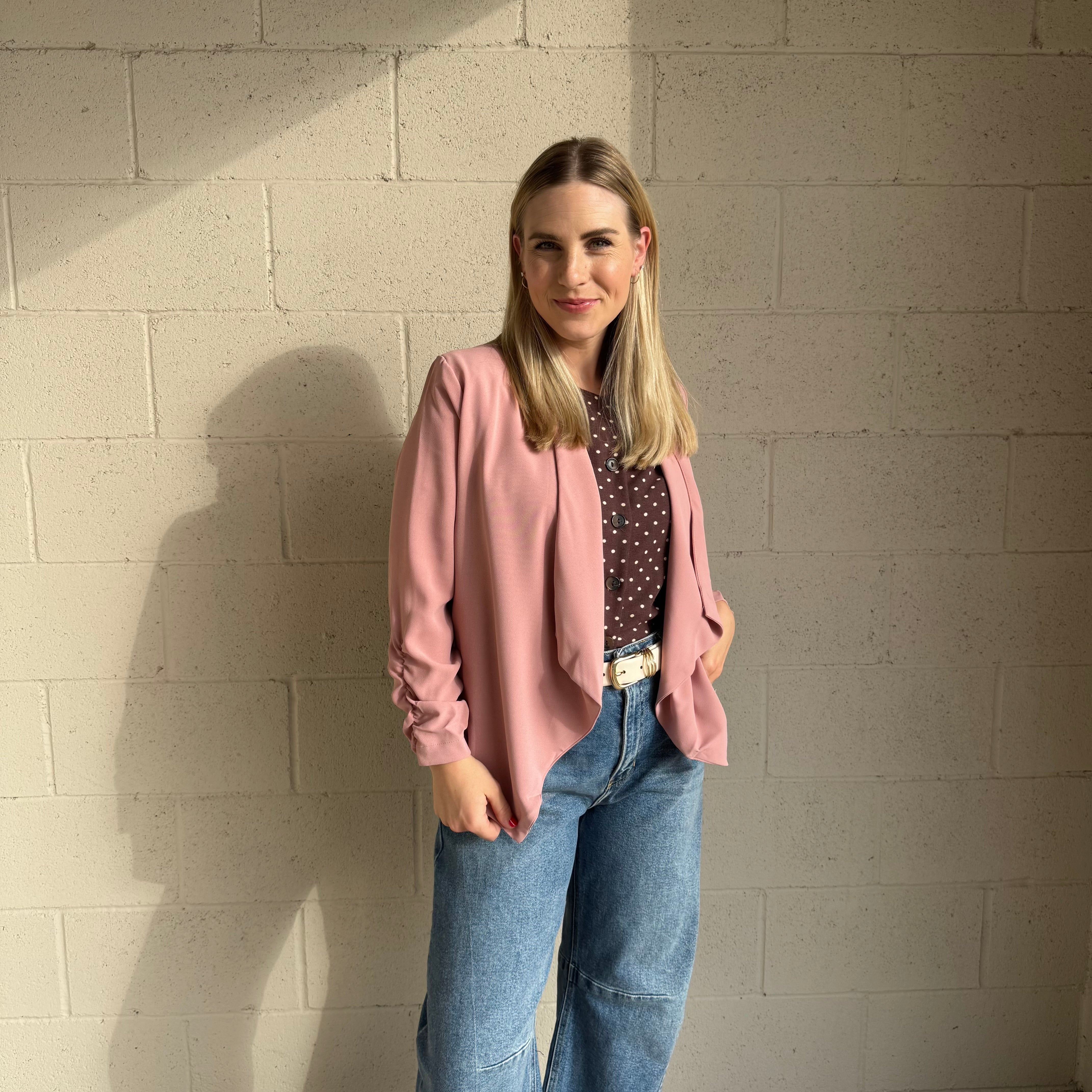 Pink 3/4 Sleeve Blazer