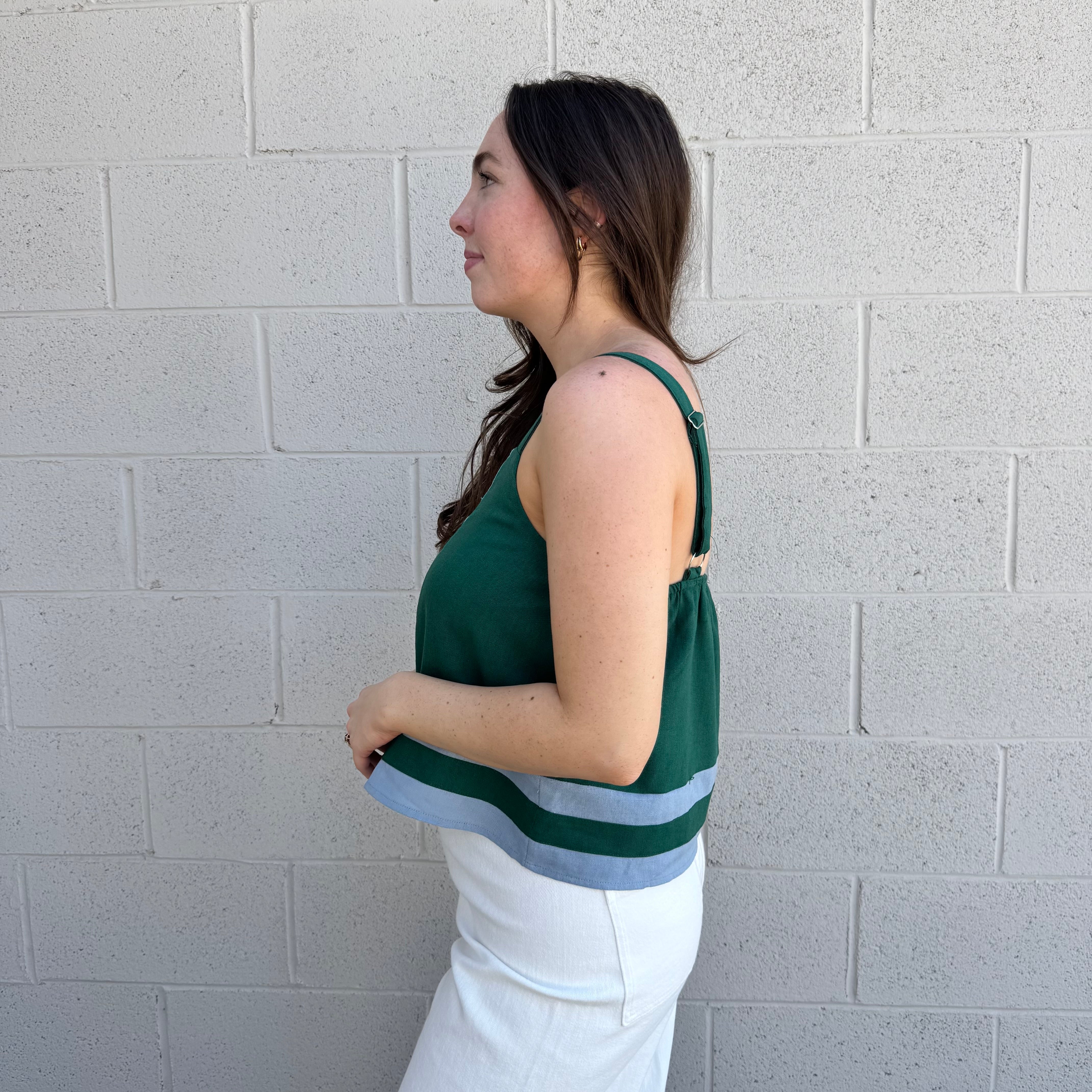 Green and Blue Contrast Top