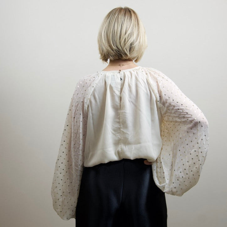 Sequin Long Balloon Blouse