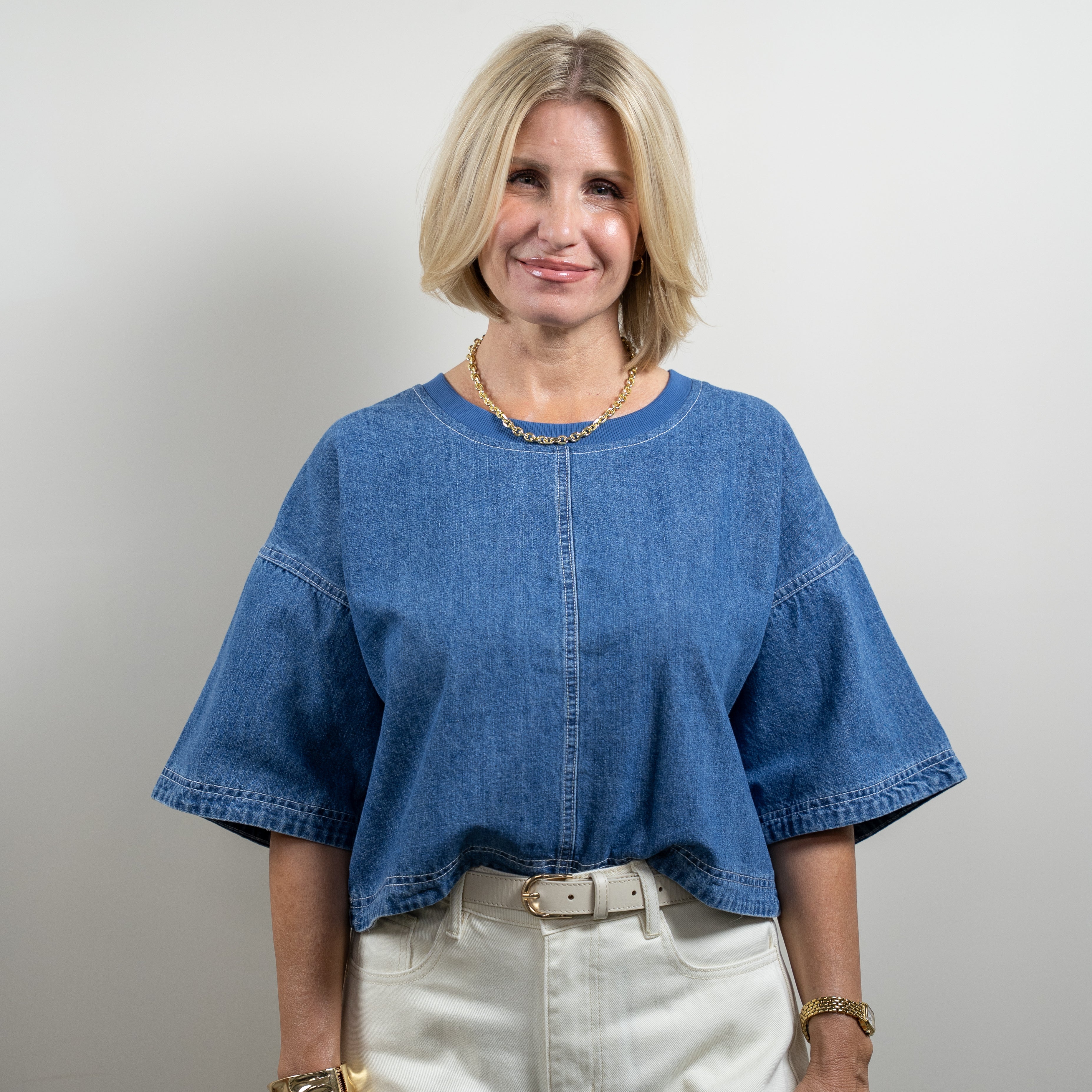 Center Seam Denim Blouse