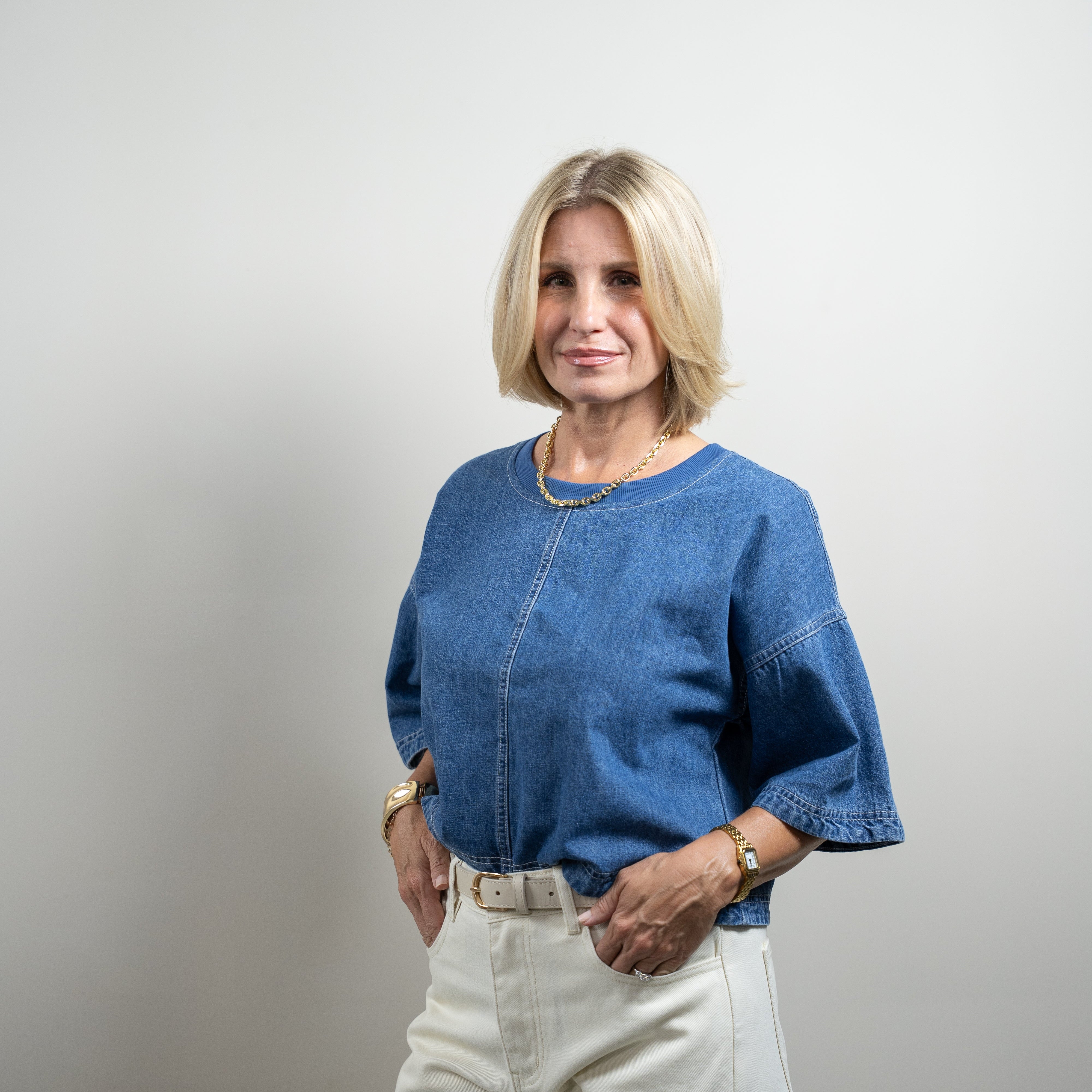 Center Seam Denim Blouse
