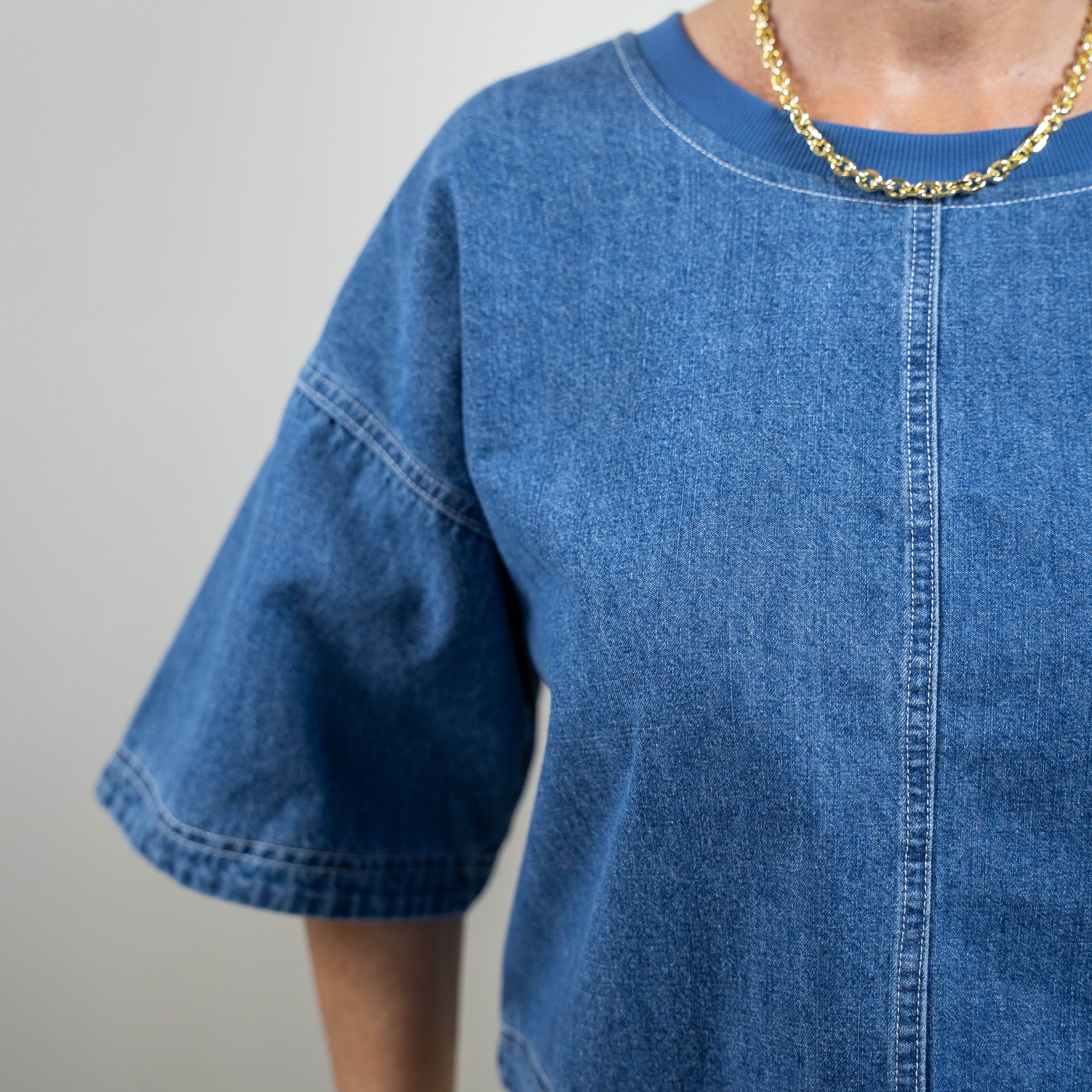 Center Seam Denim Blouse