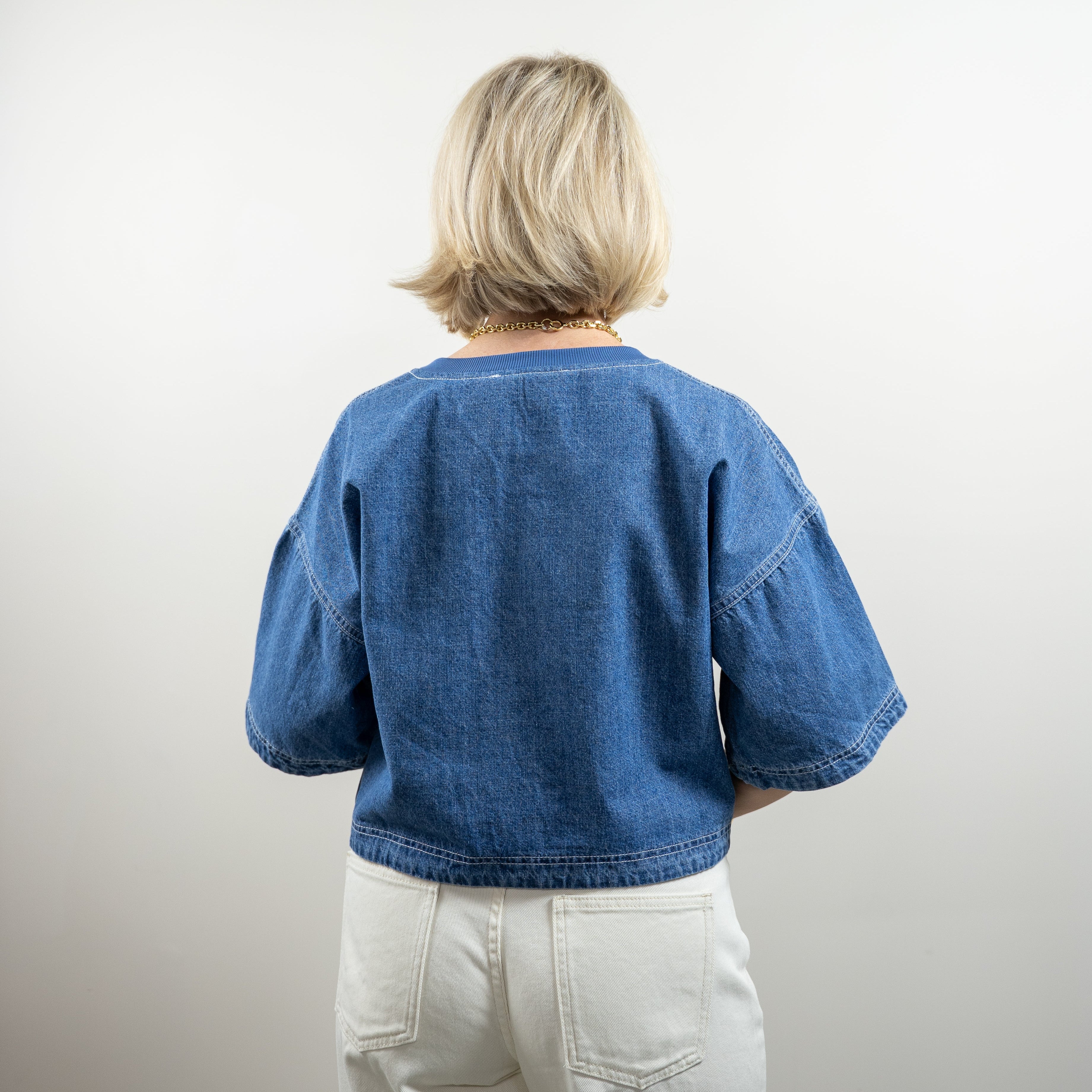 Center Seam Denim Blouse