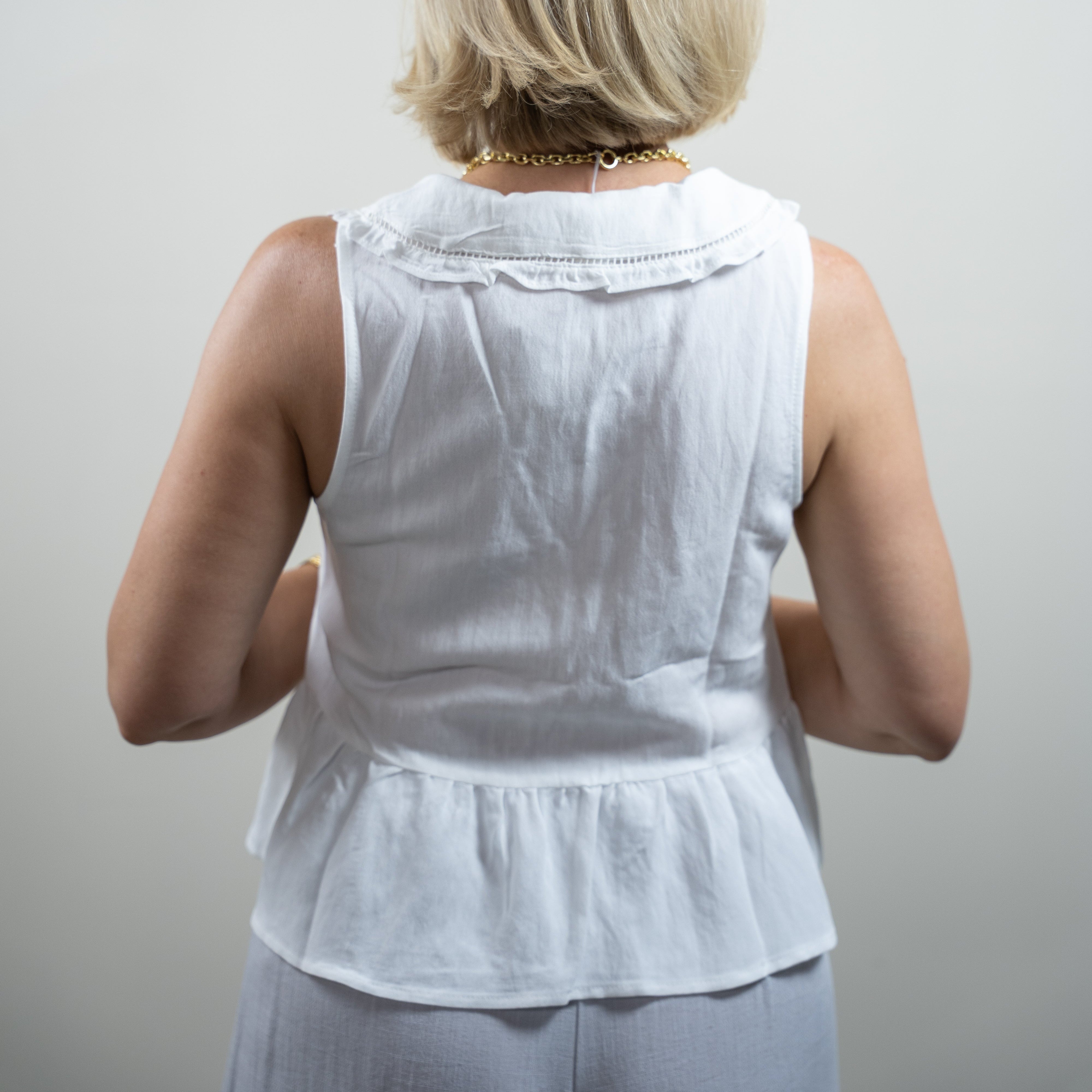 Embroidered Collared Top