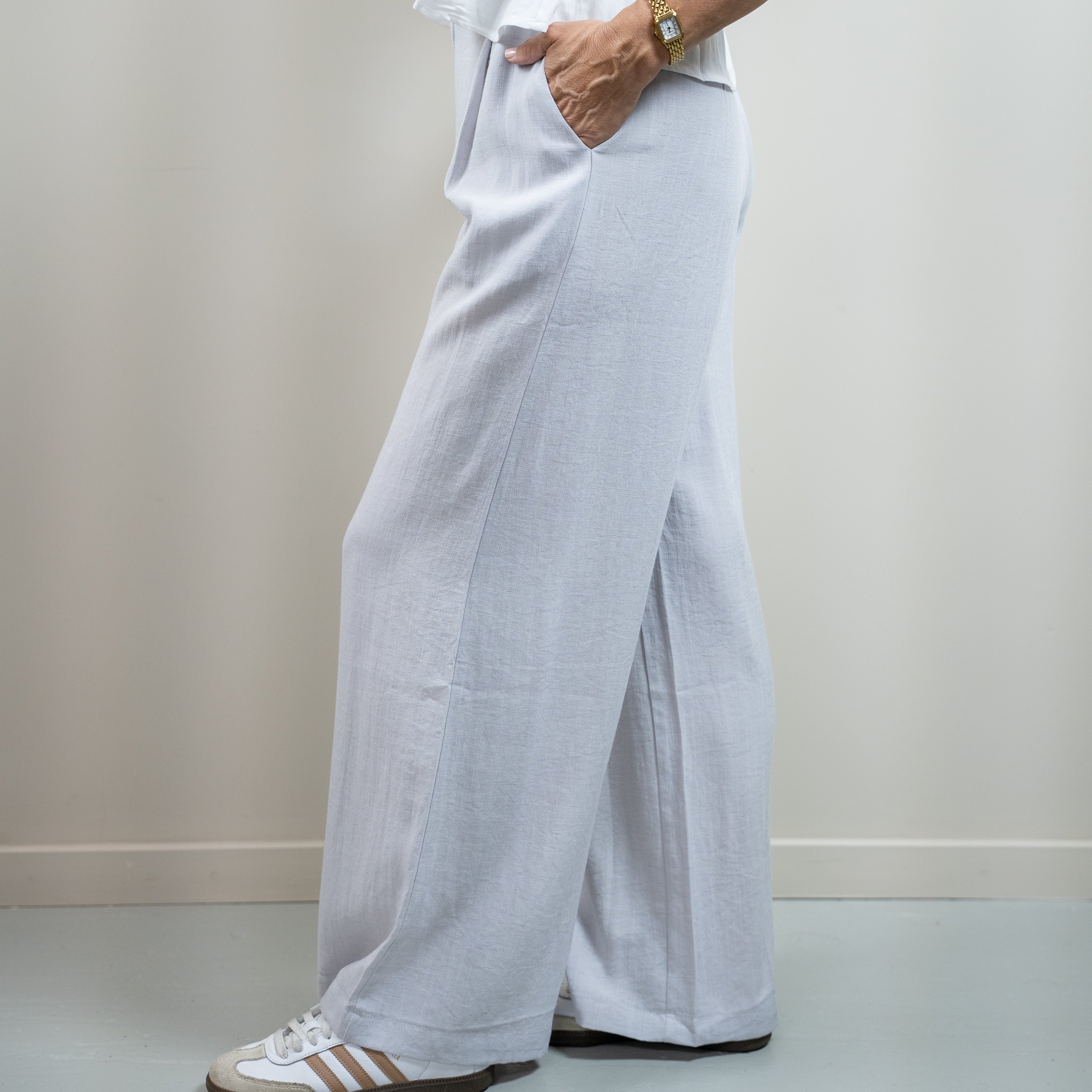 Grey High-Waist Pleat Trousers