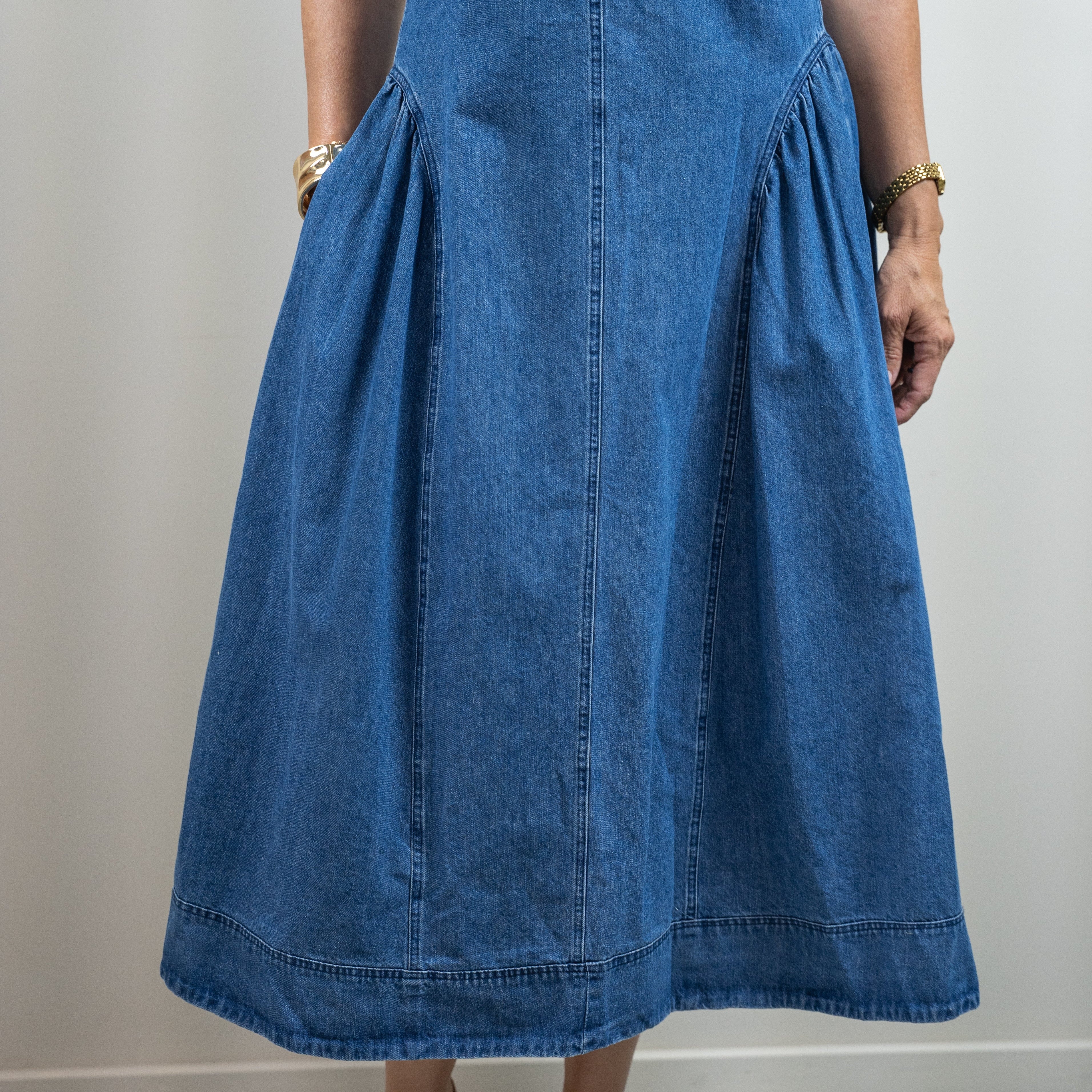 Braided Trim V-Back Midi Dress