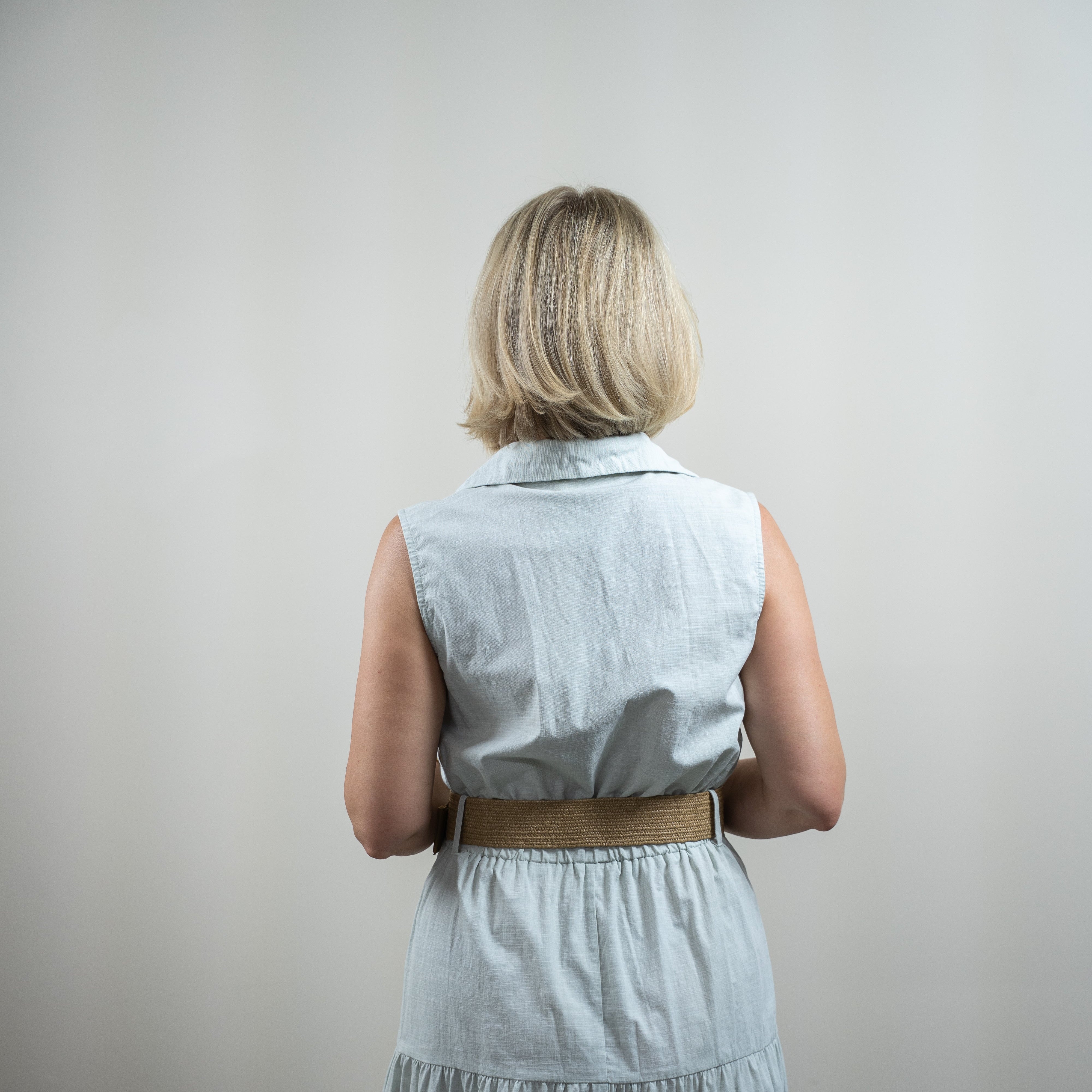 Collared Tiered Midi Dress W/ Belt