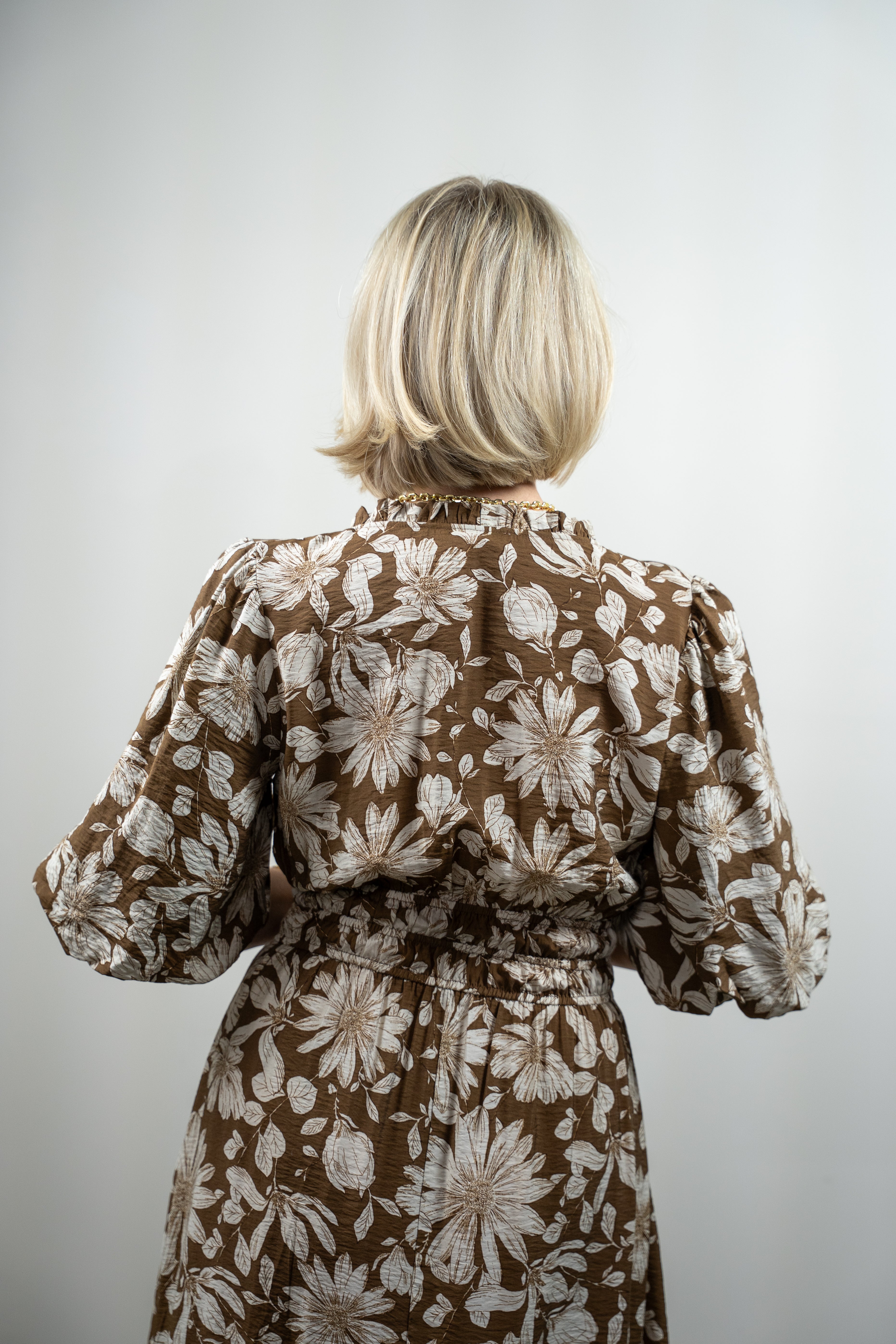 Mocha Printed Midi Dress