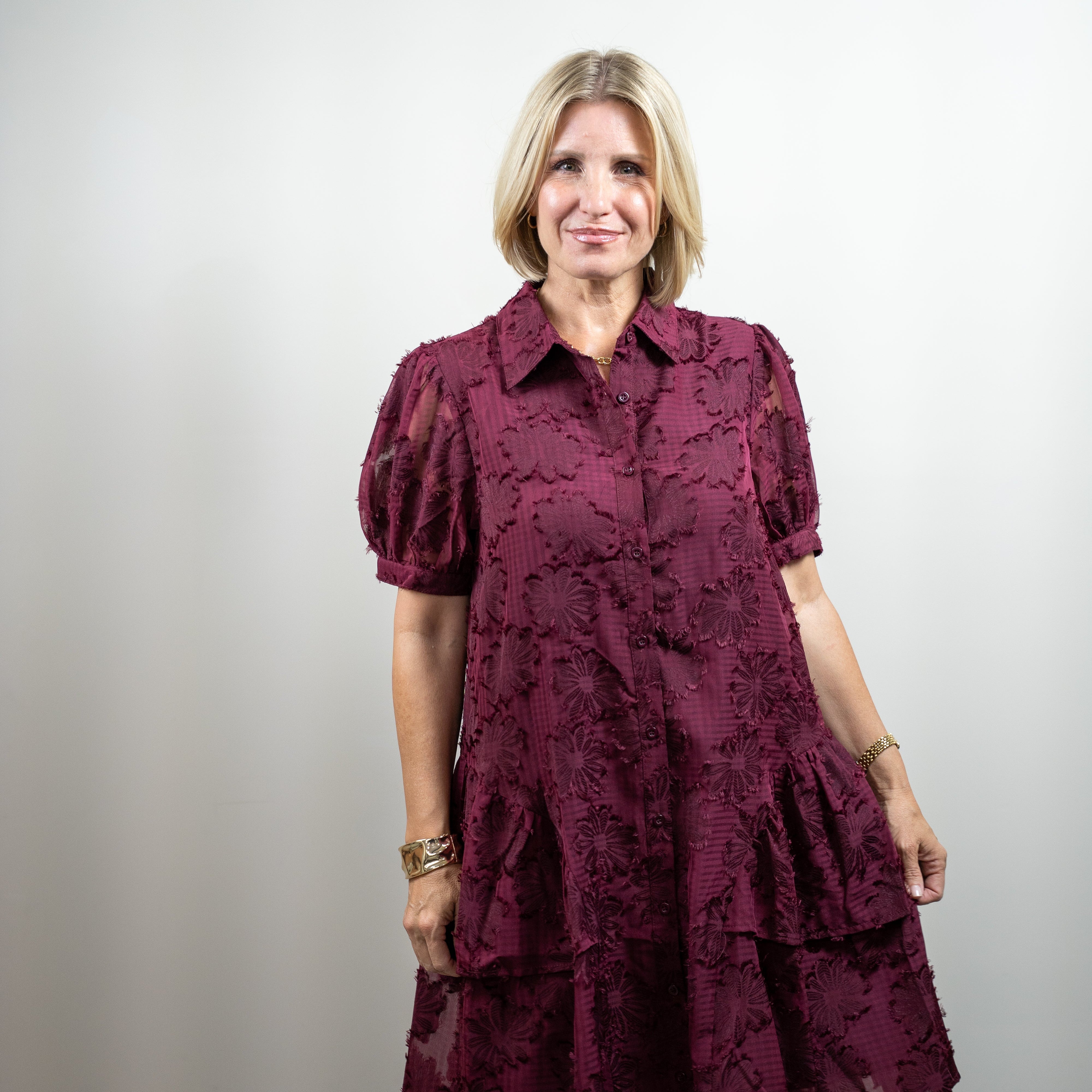 Short Sleeve Tiered Mini Dress