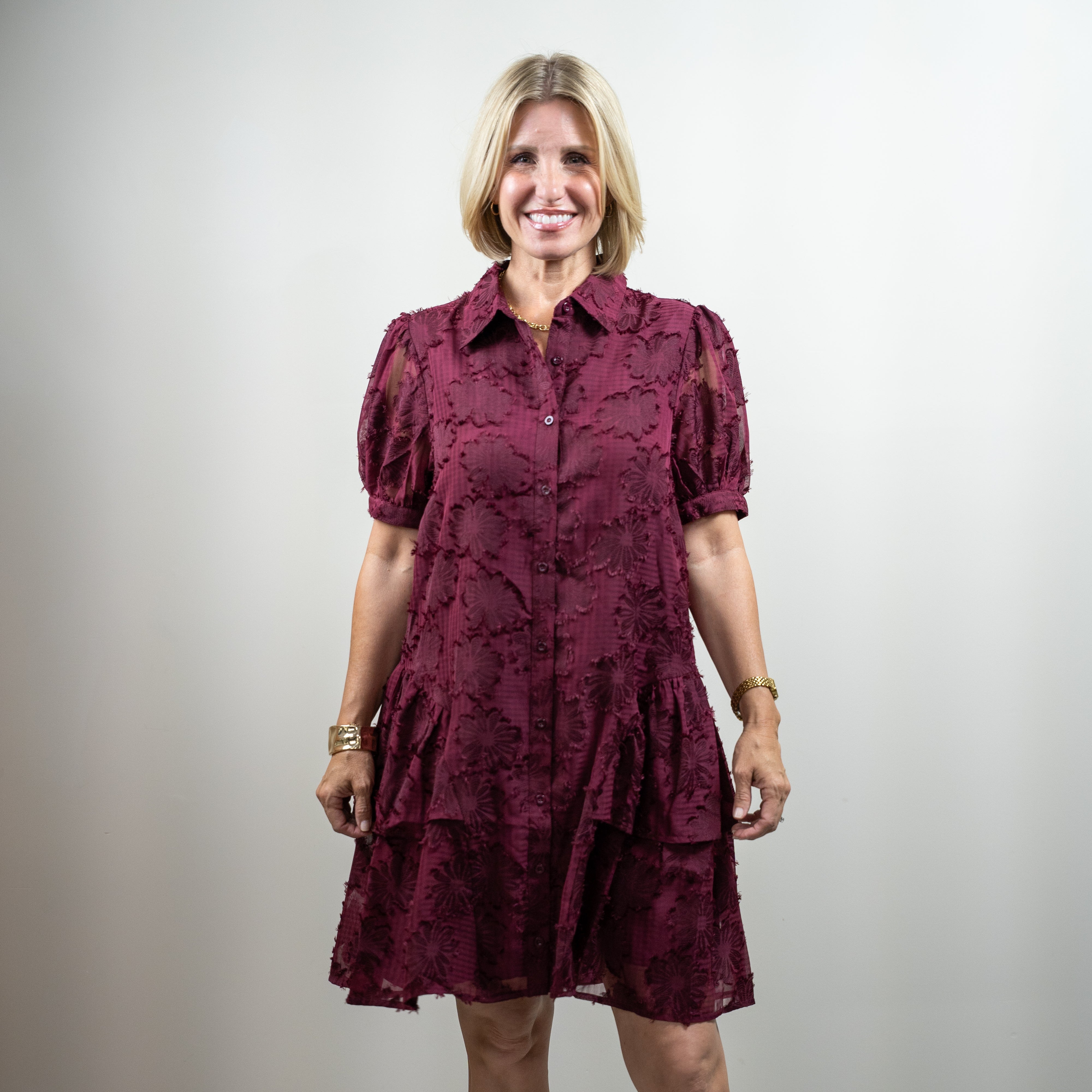 Short Sleeve Tiered Mini Dress