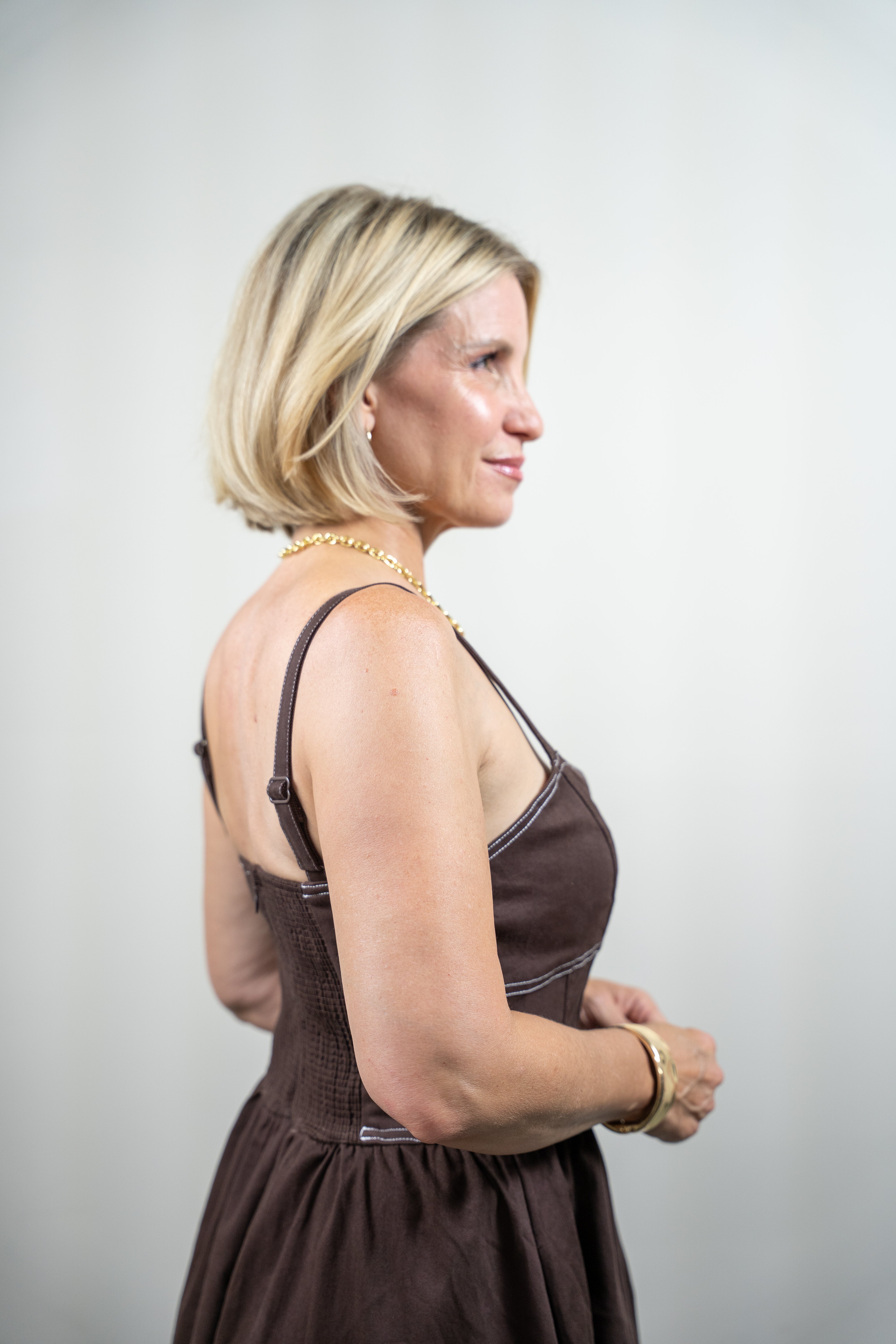 Chocolate Seamed Midi Dress