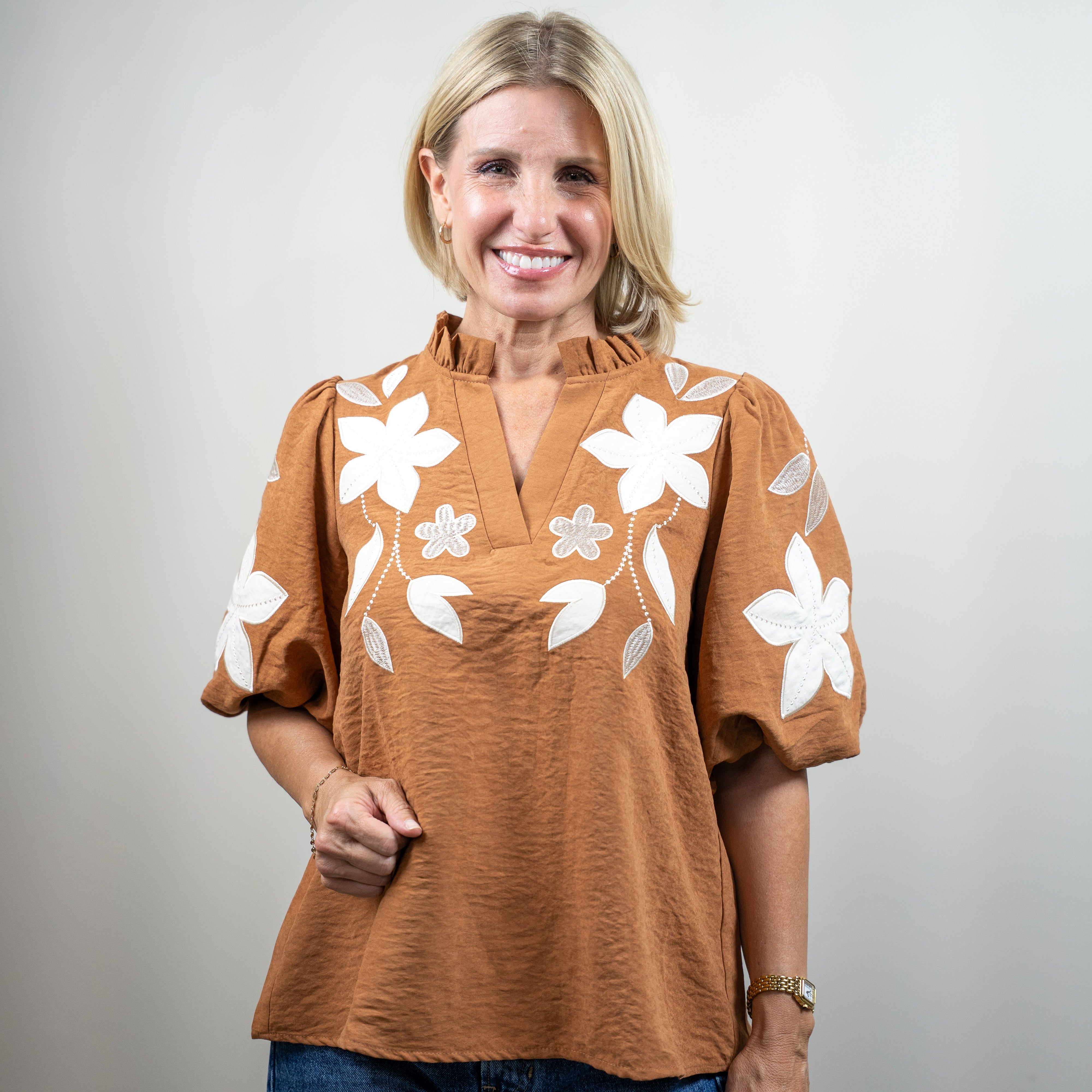 Camel Washed Suede Top