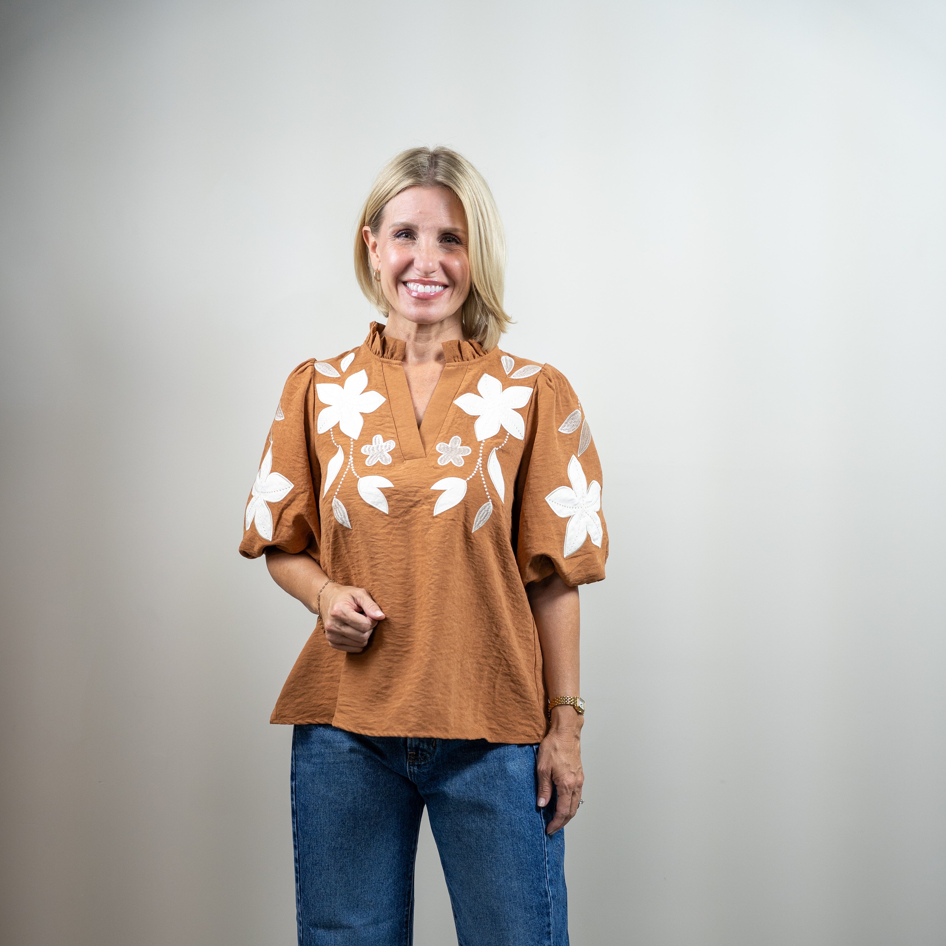 Camel Washed Suede Top