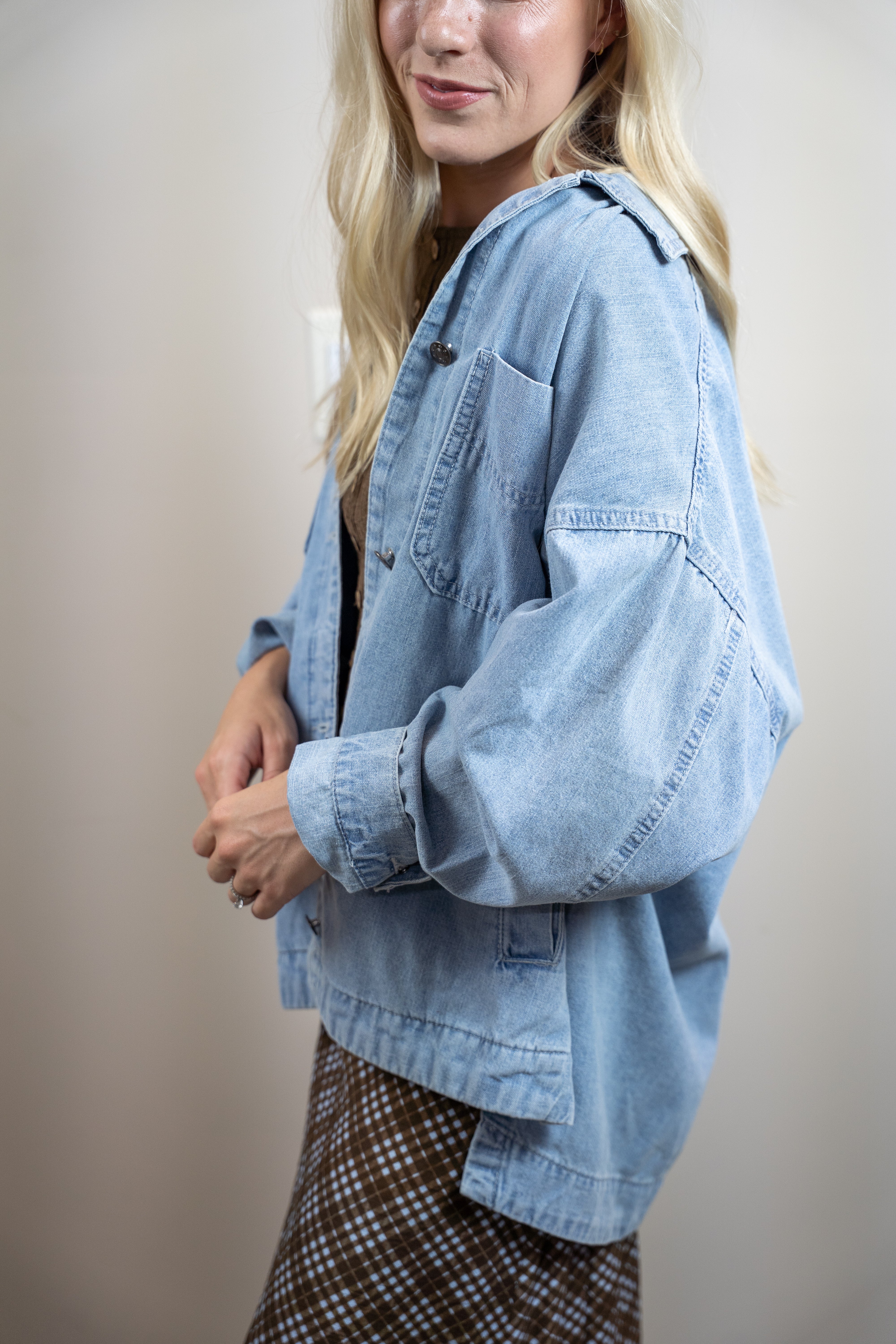 Denim Drape Utility Jacket