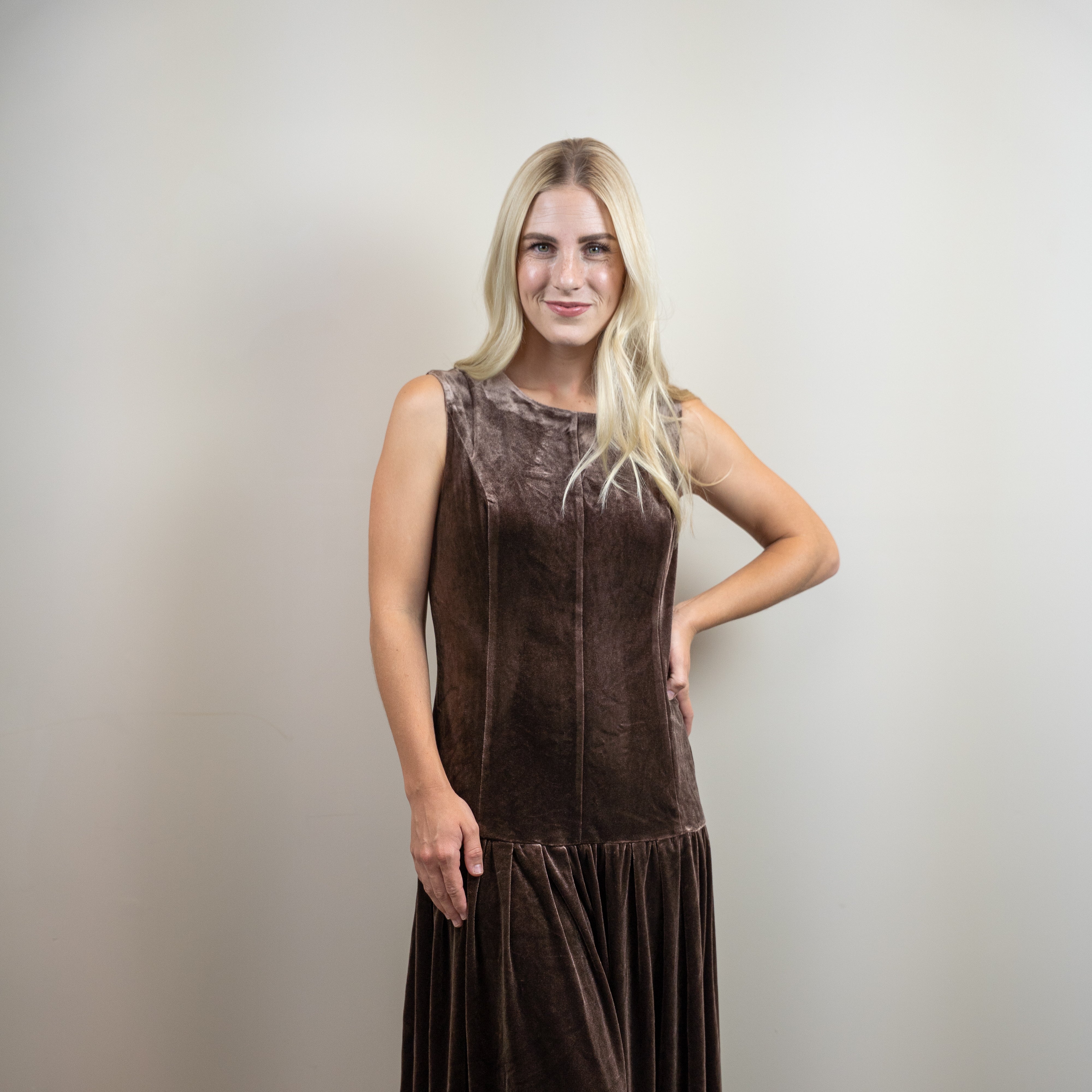 Velvet A-Line Maxi Dress
