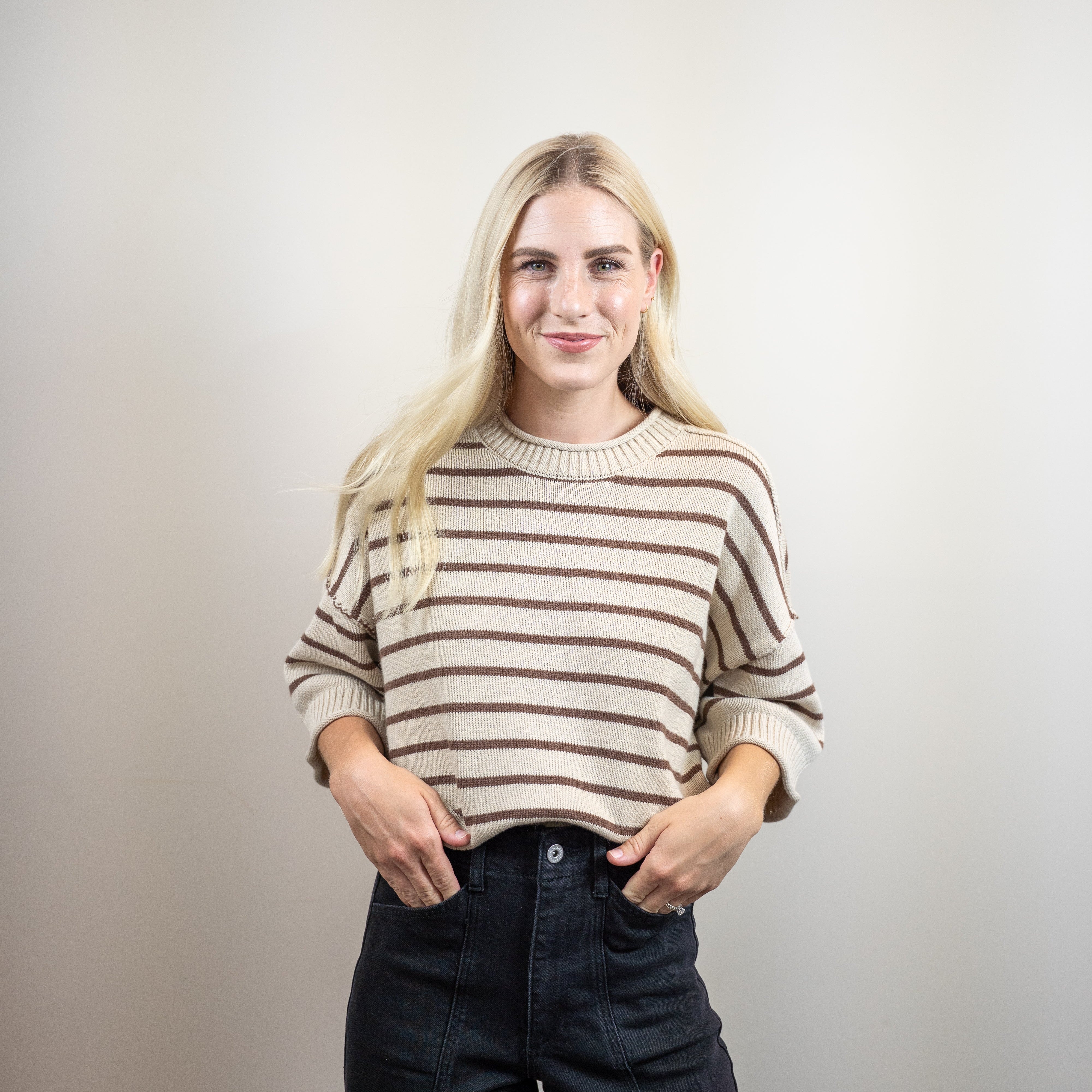 Striped Drop Sholder Sweater