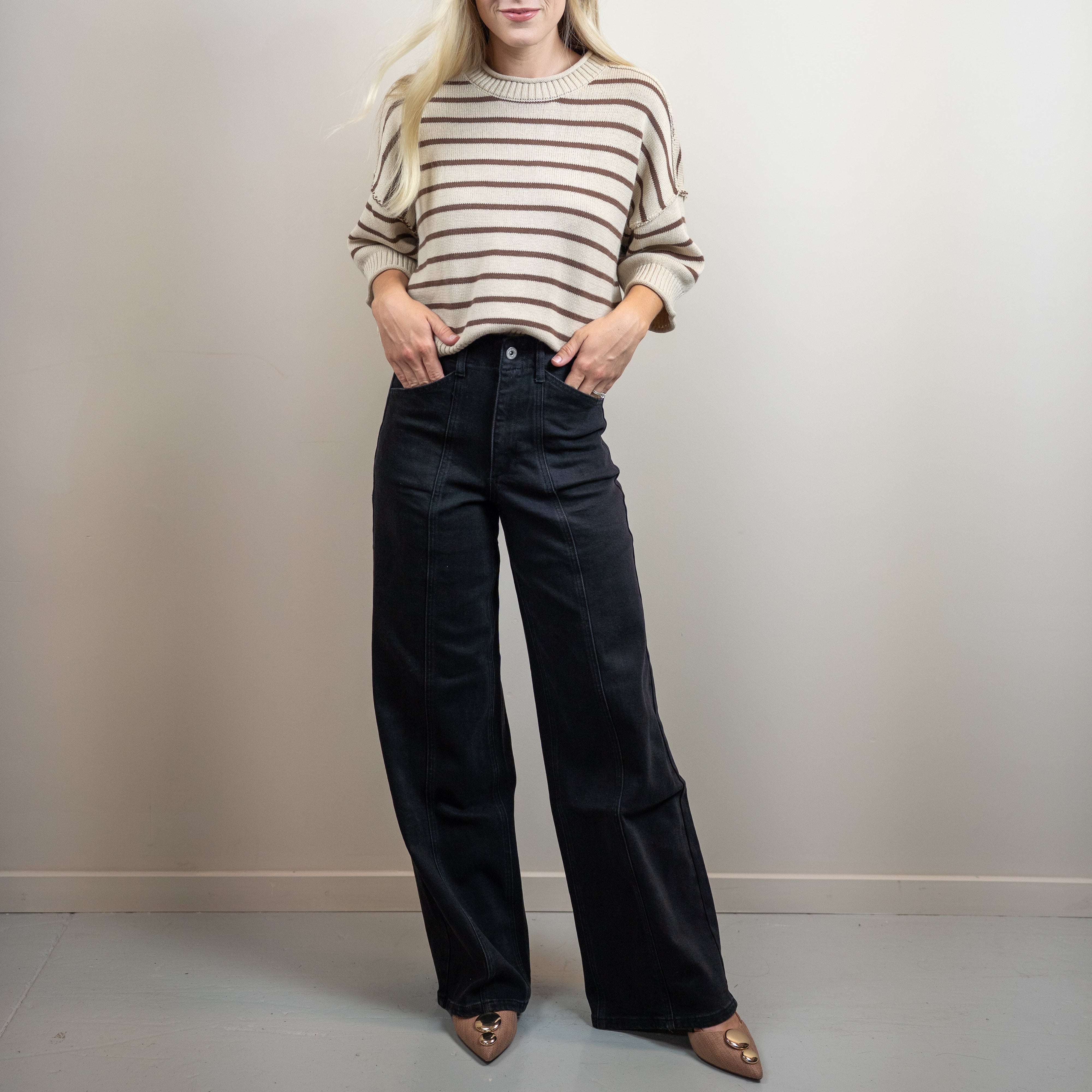 Black High Rise Seamed Trouser
