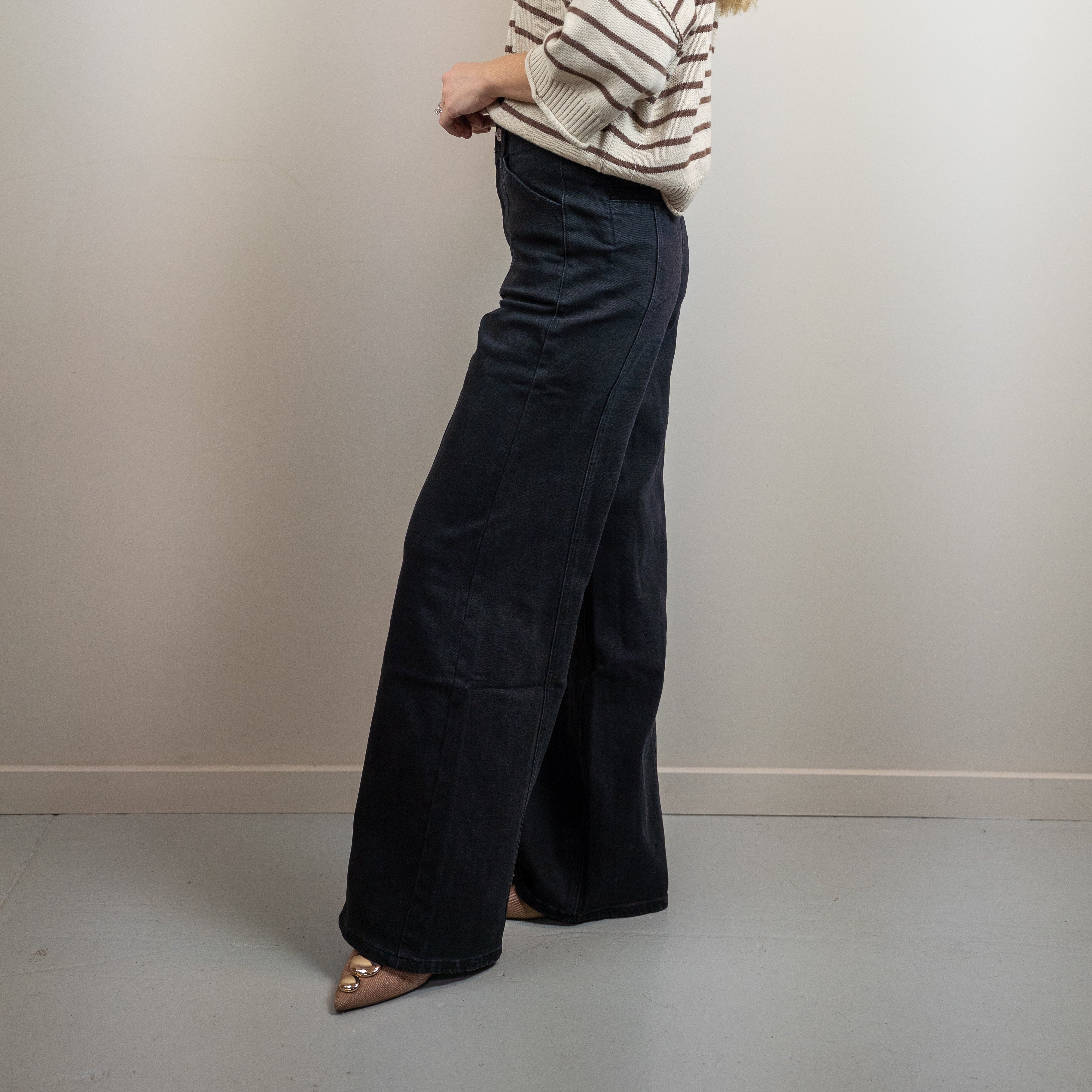 Black High Rise Seamed Trouser