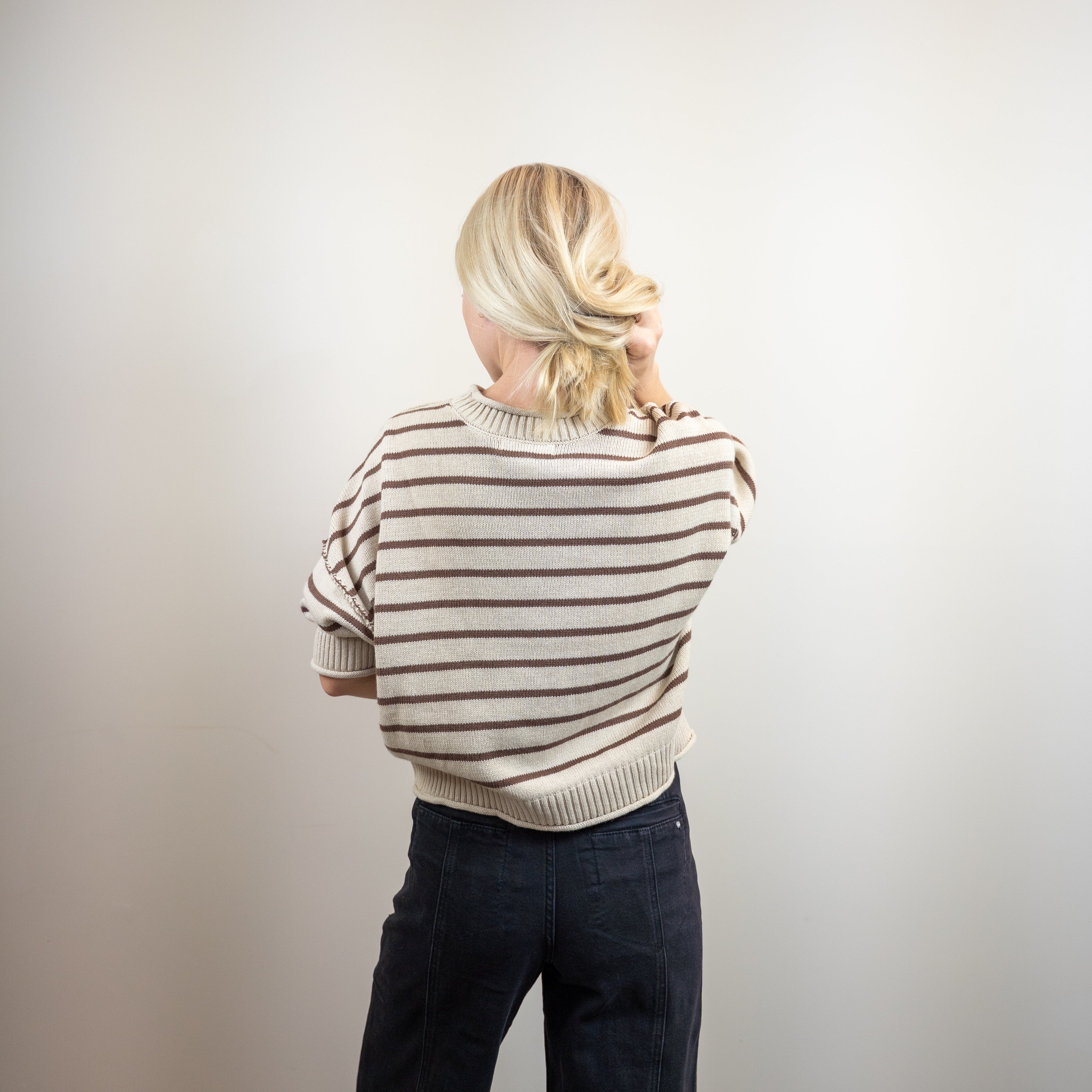 Striped Drop Sholder Sweater