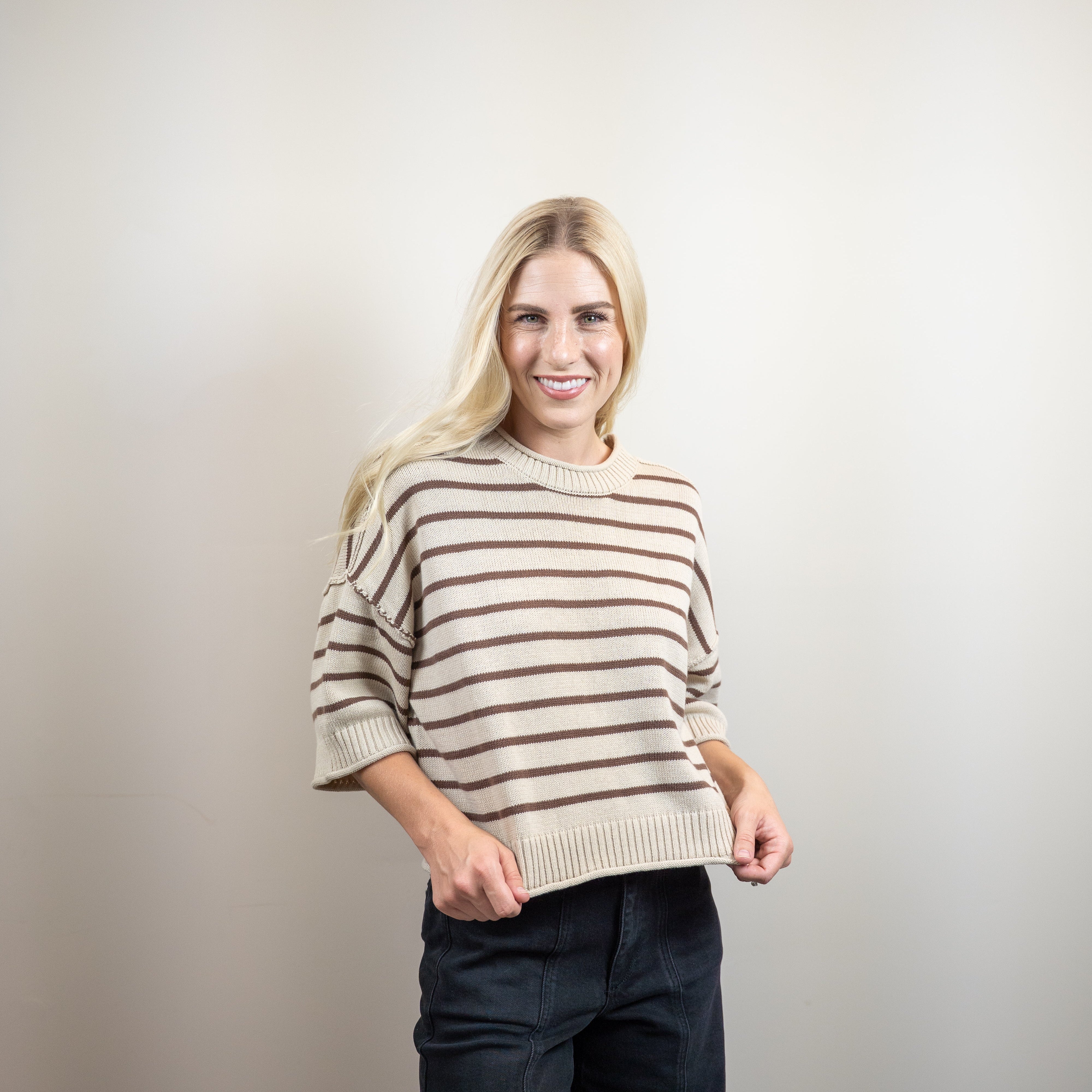 Striped Drop Sholder Sweater