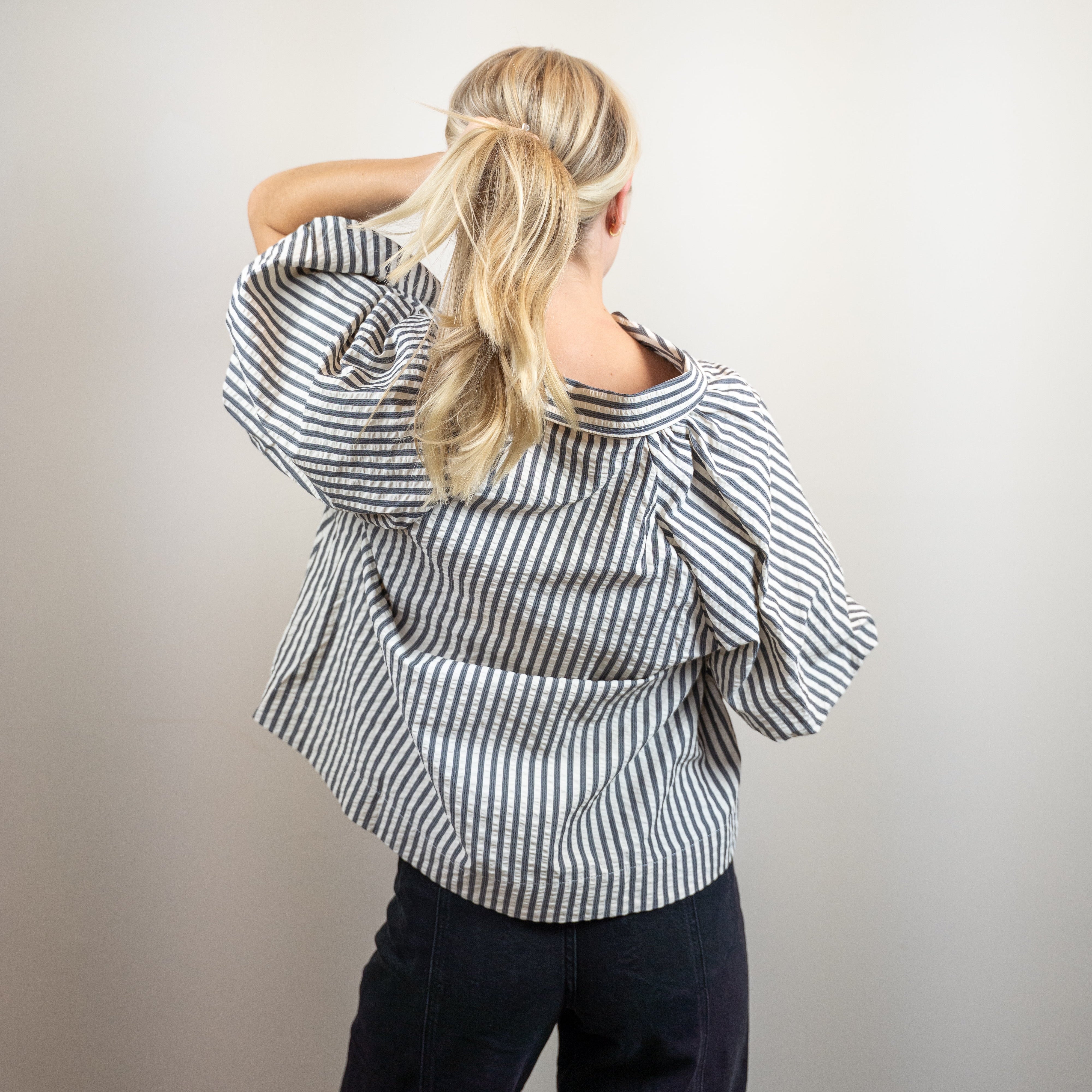 Striped Bubble Sleeve Top