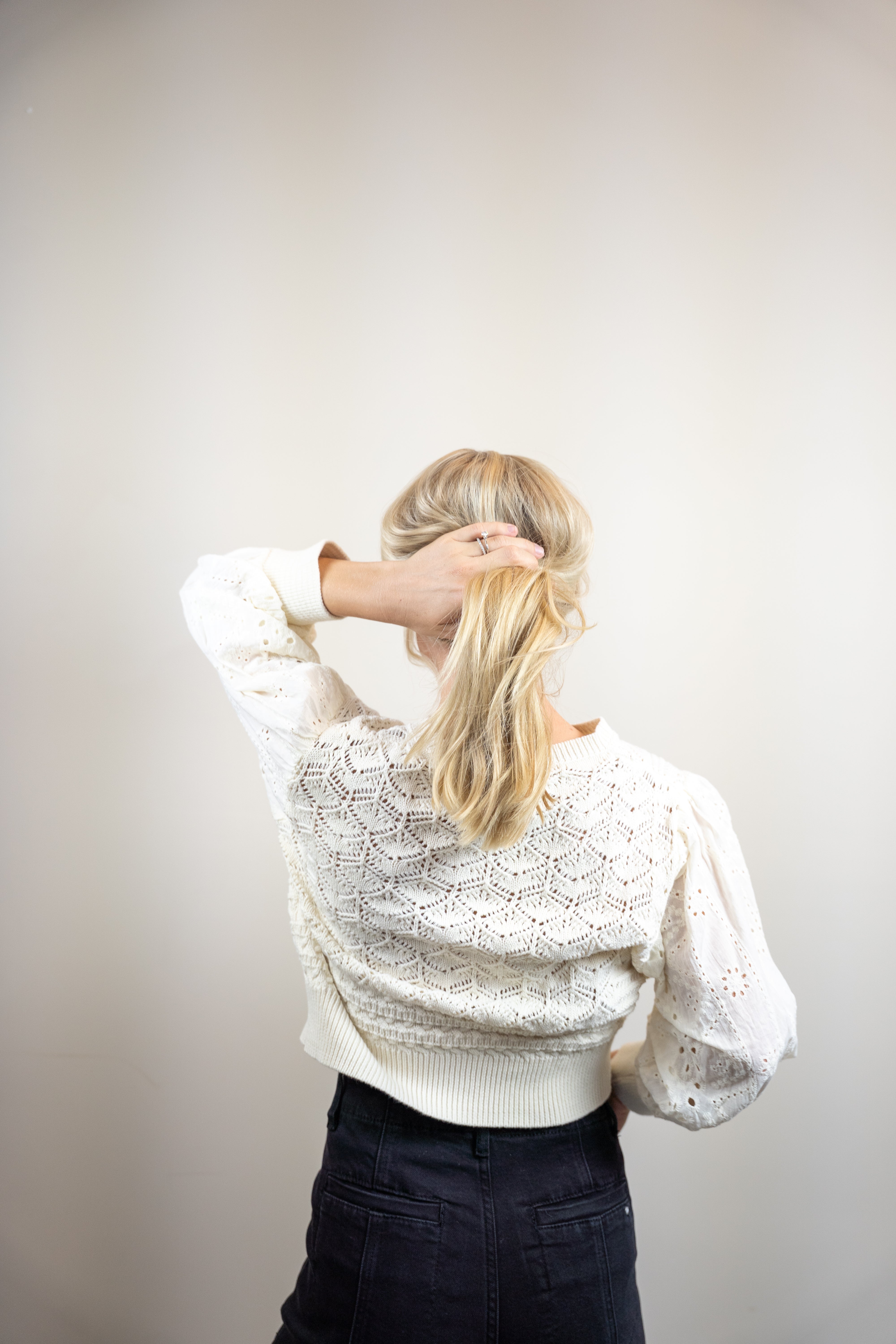 3/4 Sleeve Sheer Embroidered Cardigan