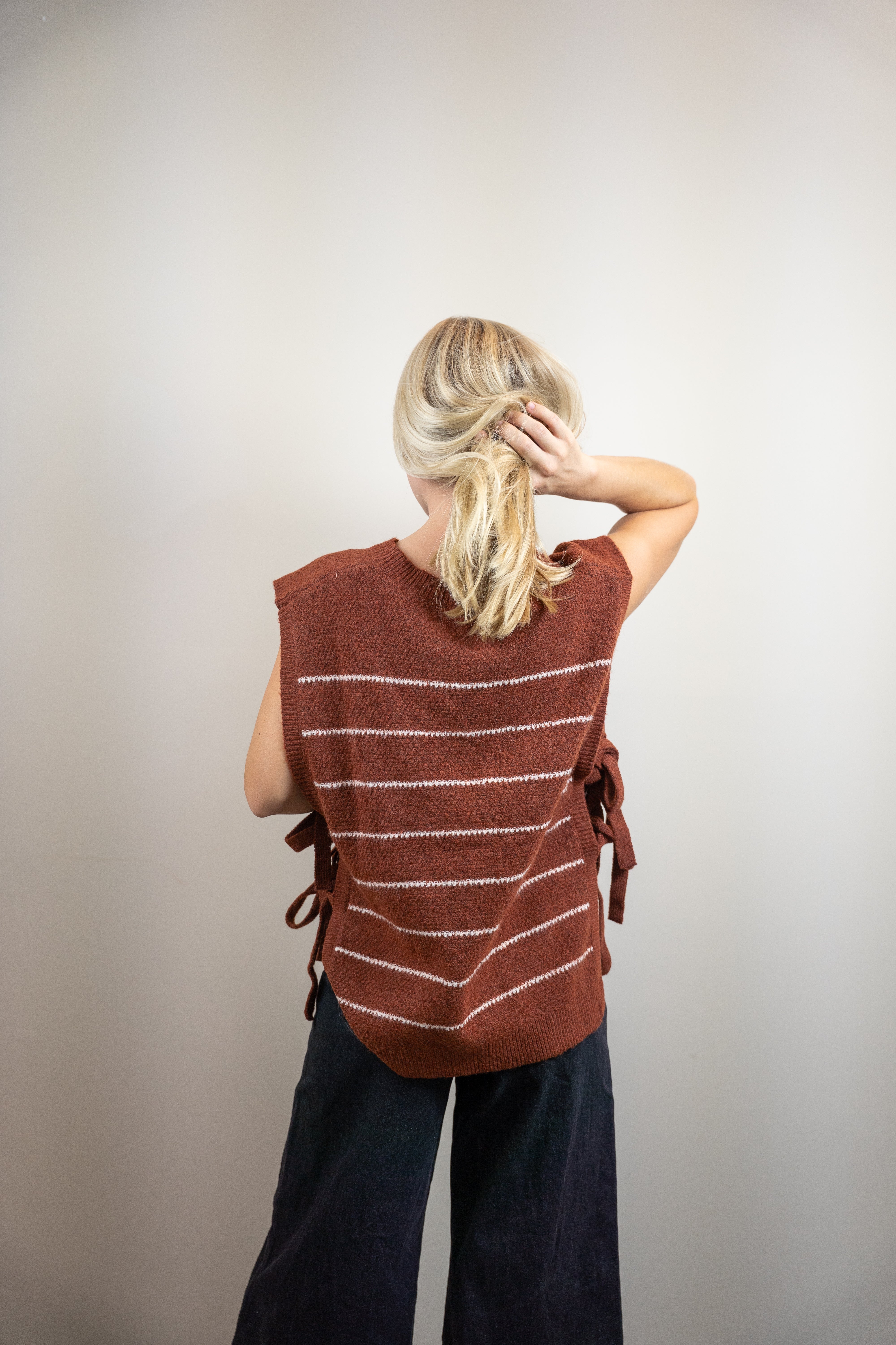 Mocha Striped Tie Vest
