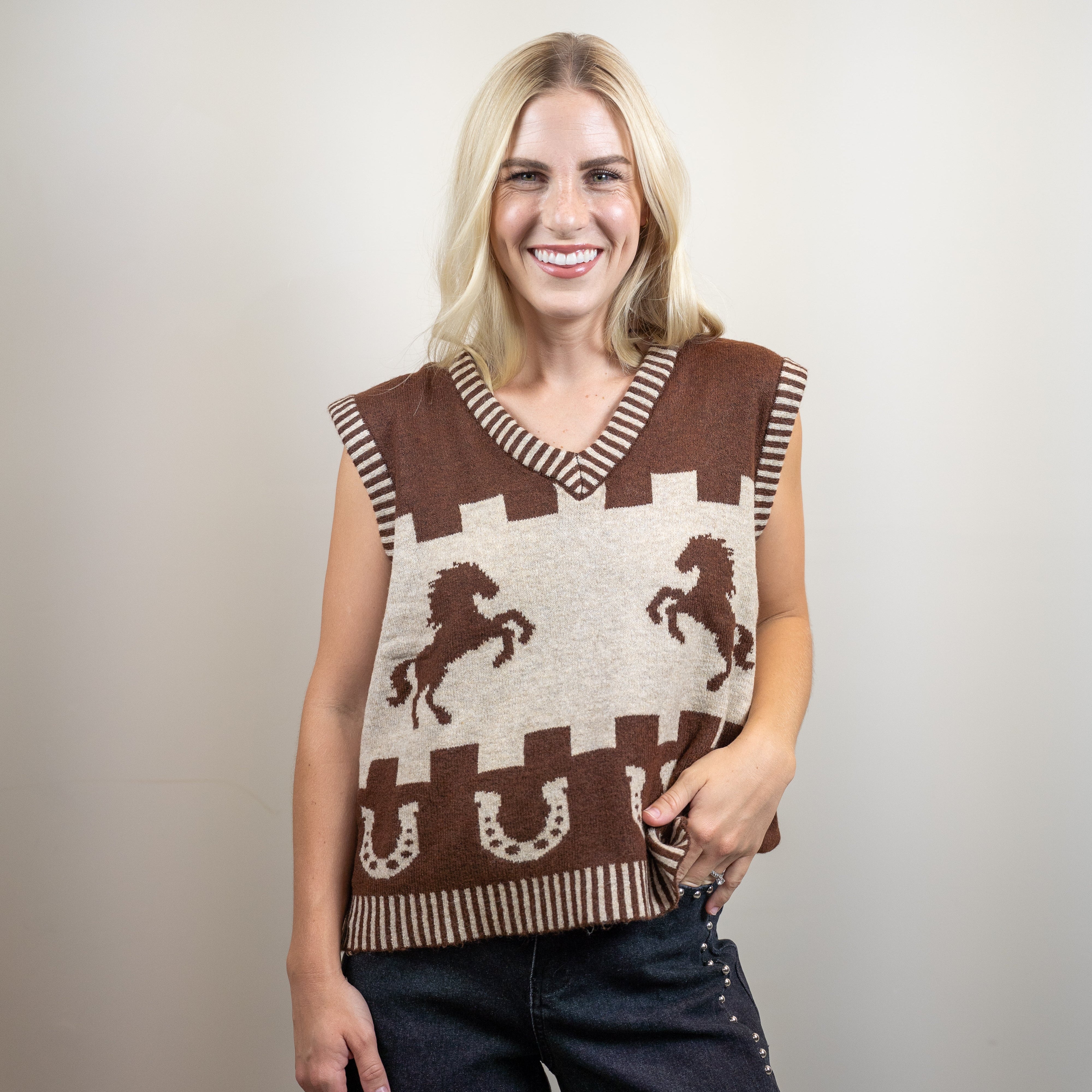 Western Horse Knit Vest