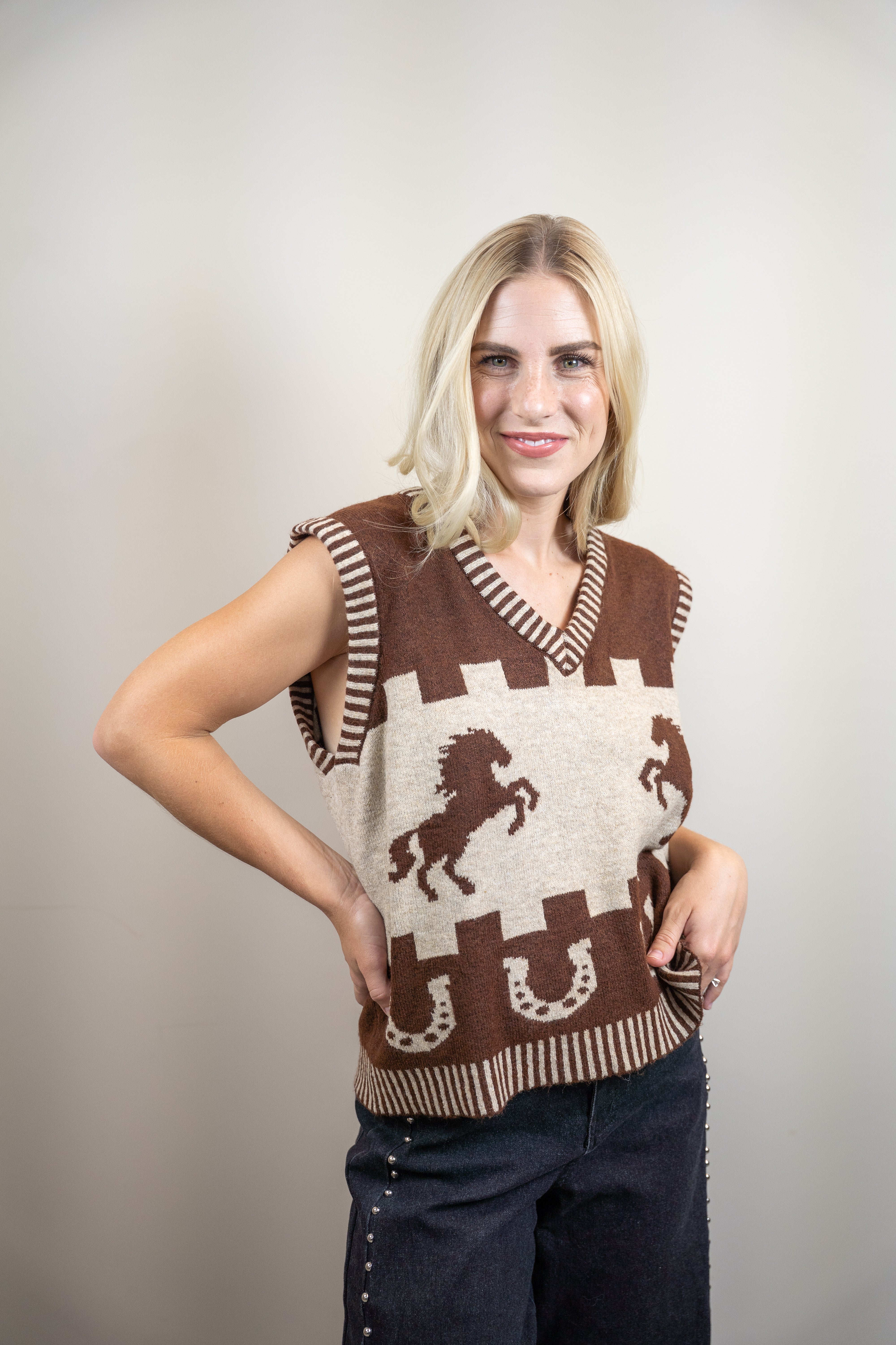 Western Horse Knit Vest