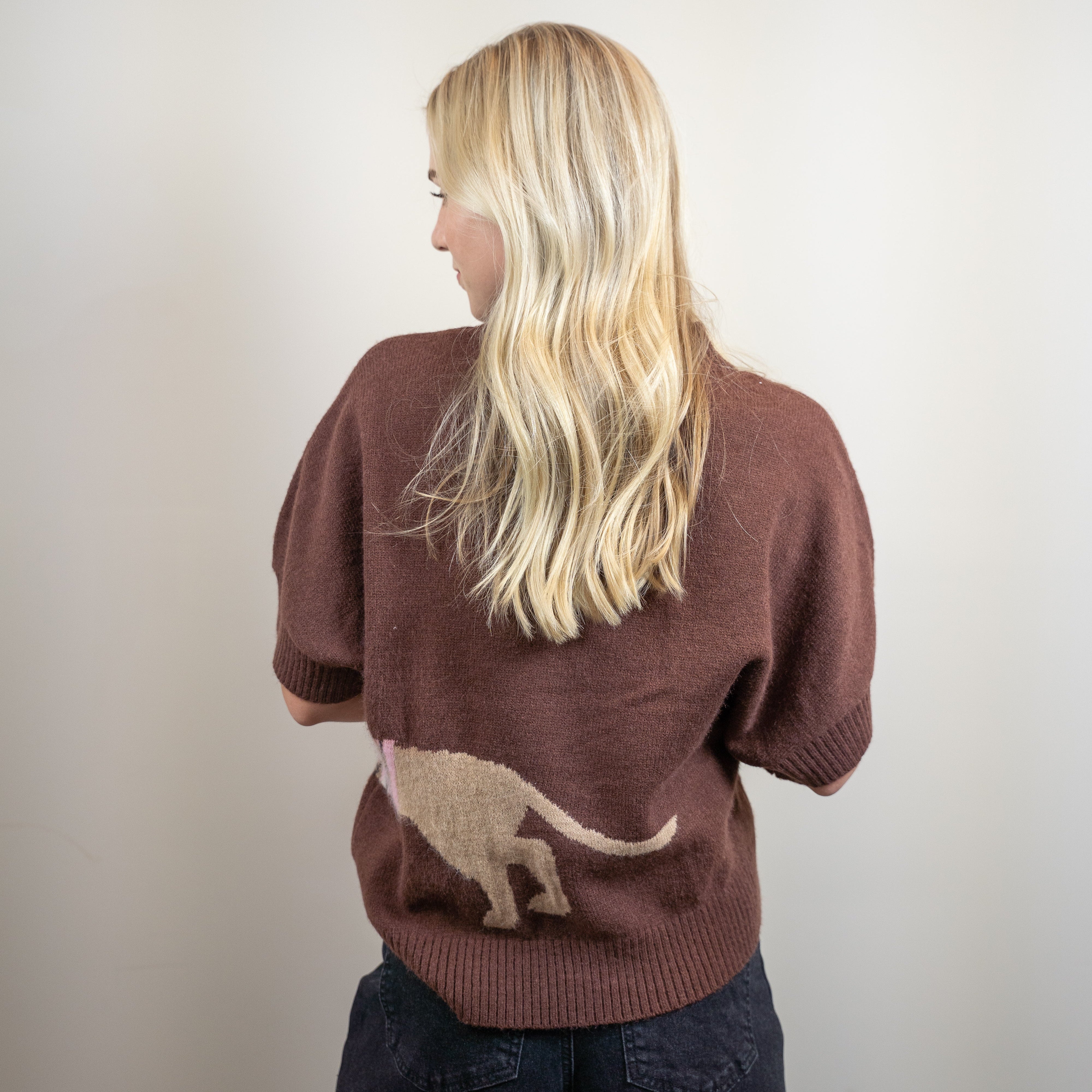 Mocha Dog Graphic Knitted Top