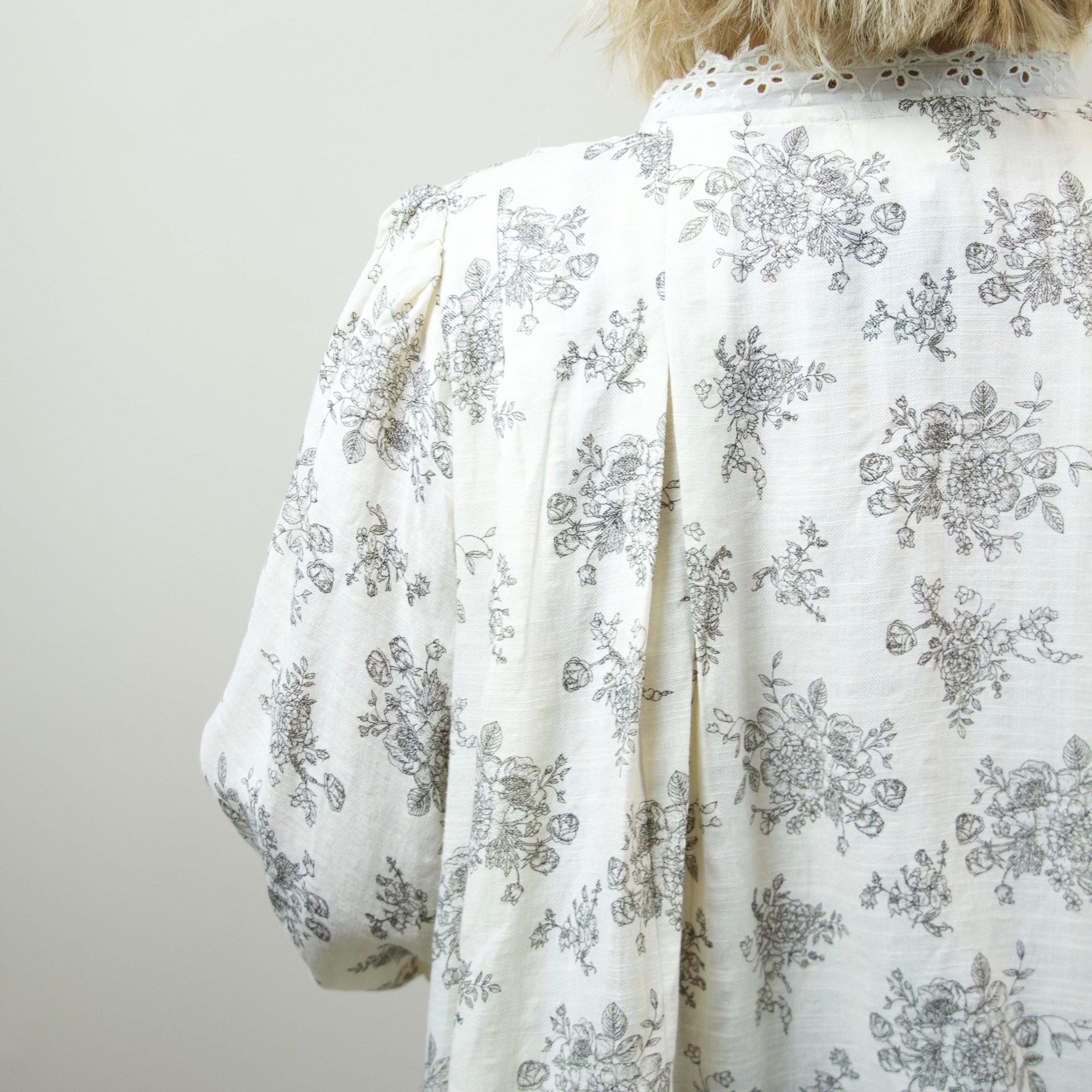Lace-Trim Button-Down Blouse