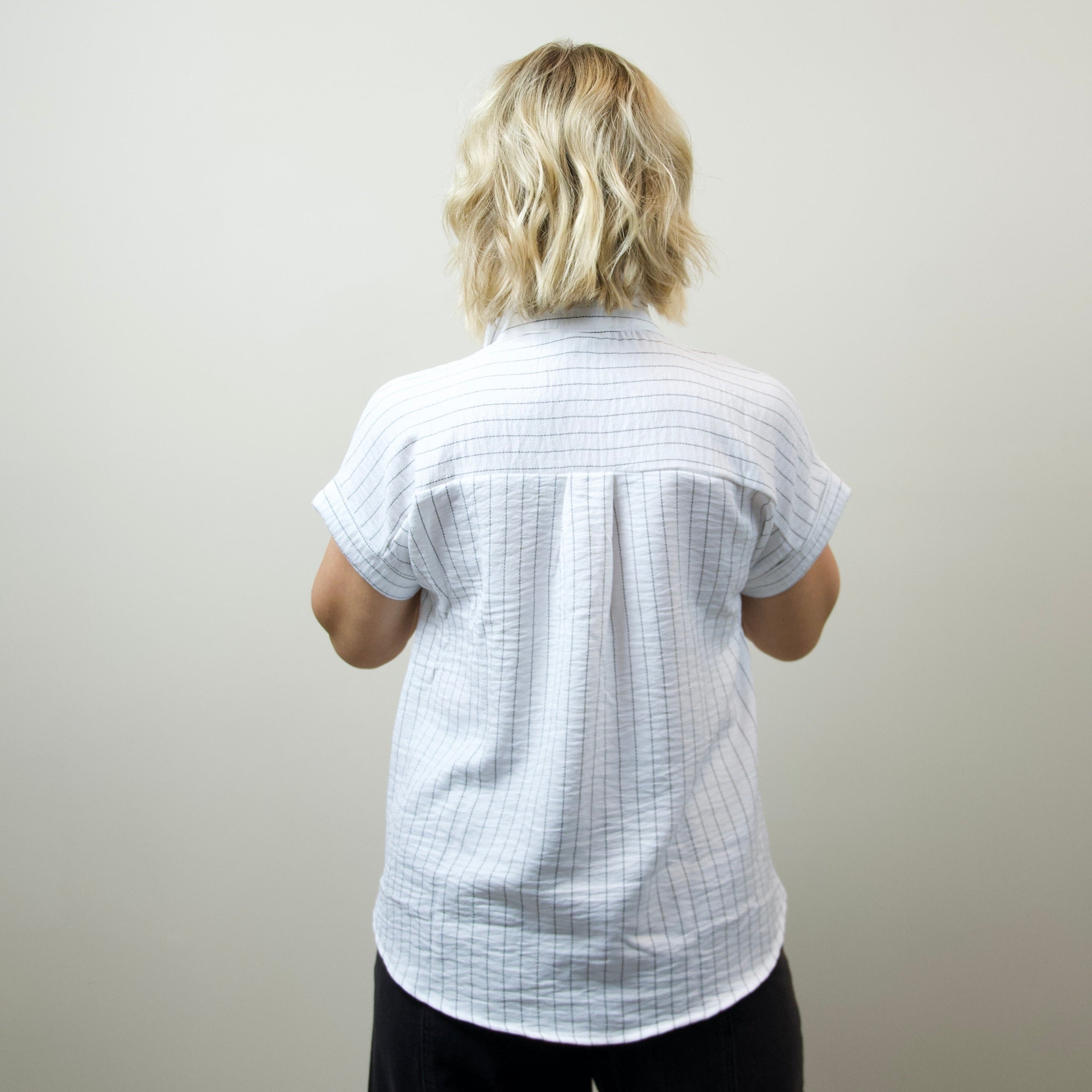 Striped Collared Half Sleeve Top