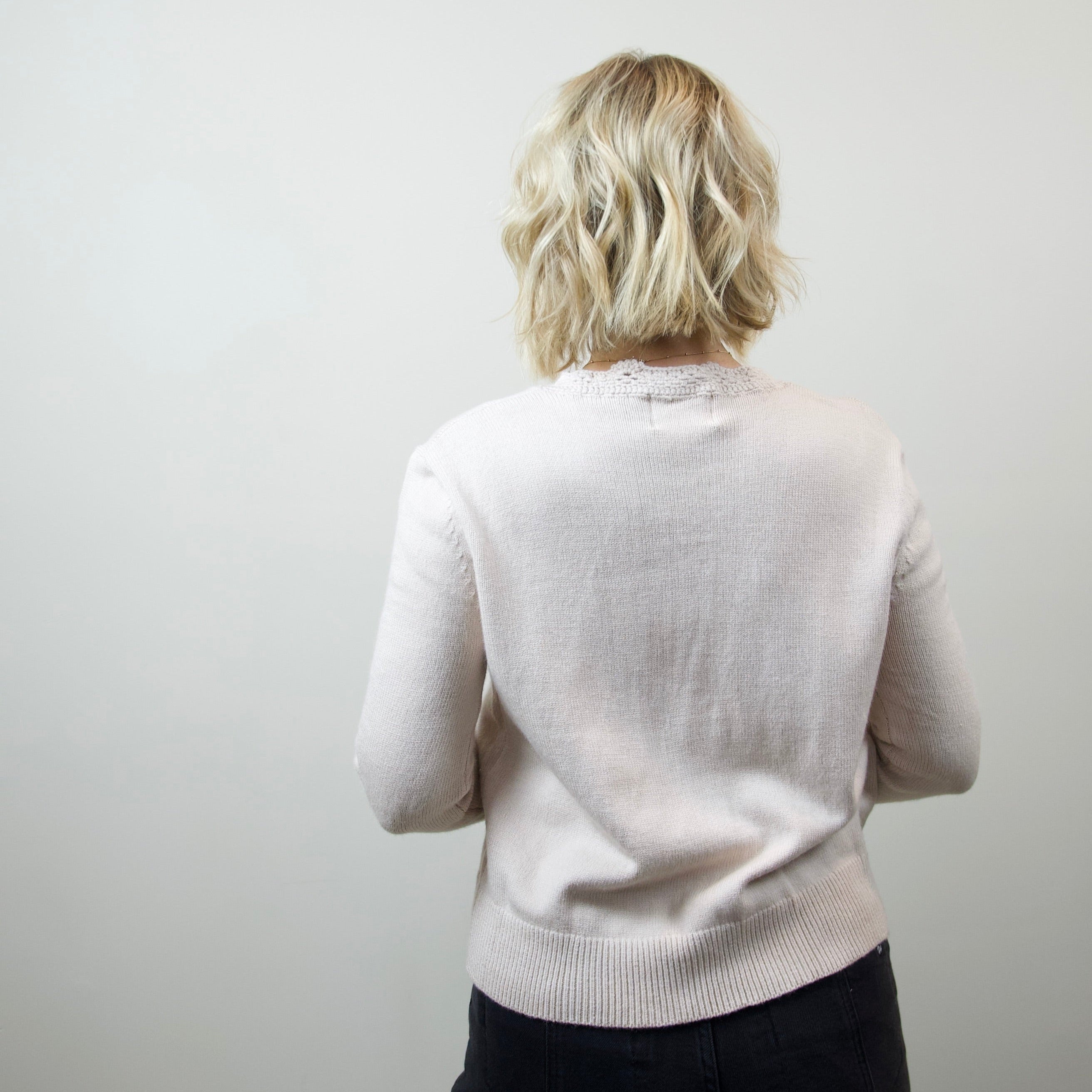 Lace-Trimmed Button-Front Cardigan