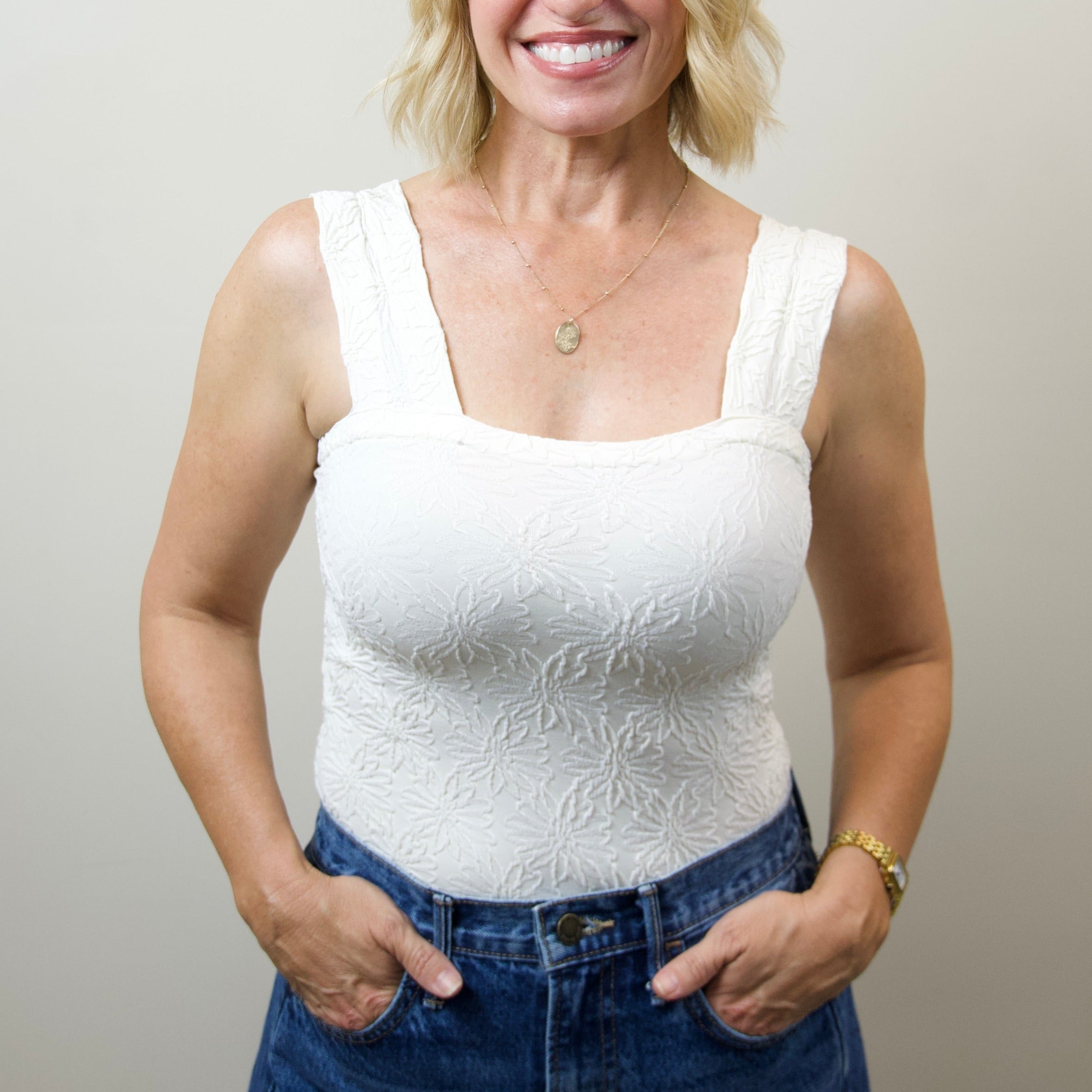 Floral Jacquard Seamless Tank Top