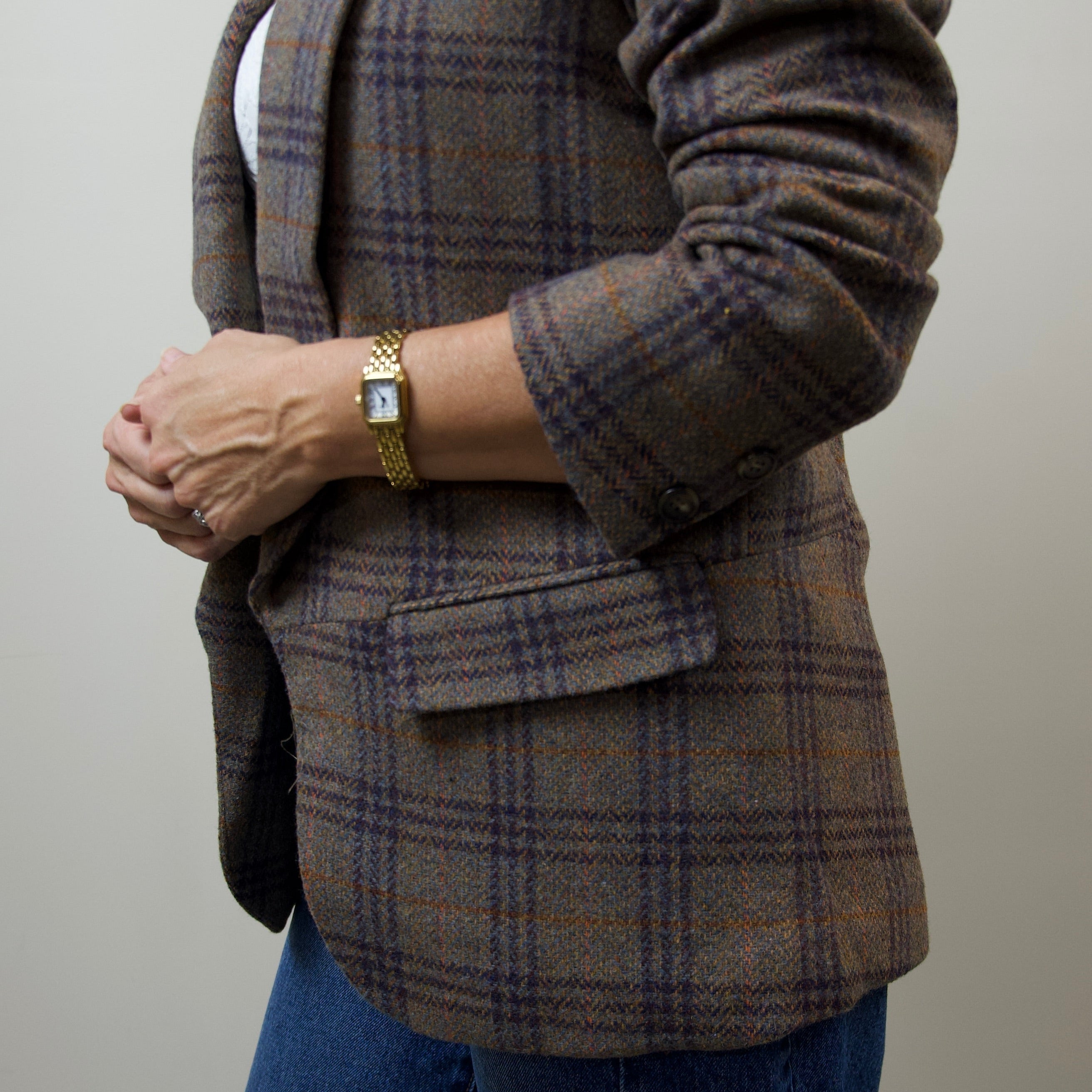 Wool Blend Plaid Blazer