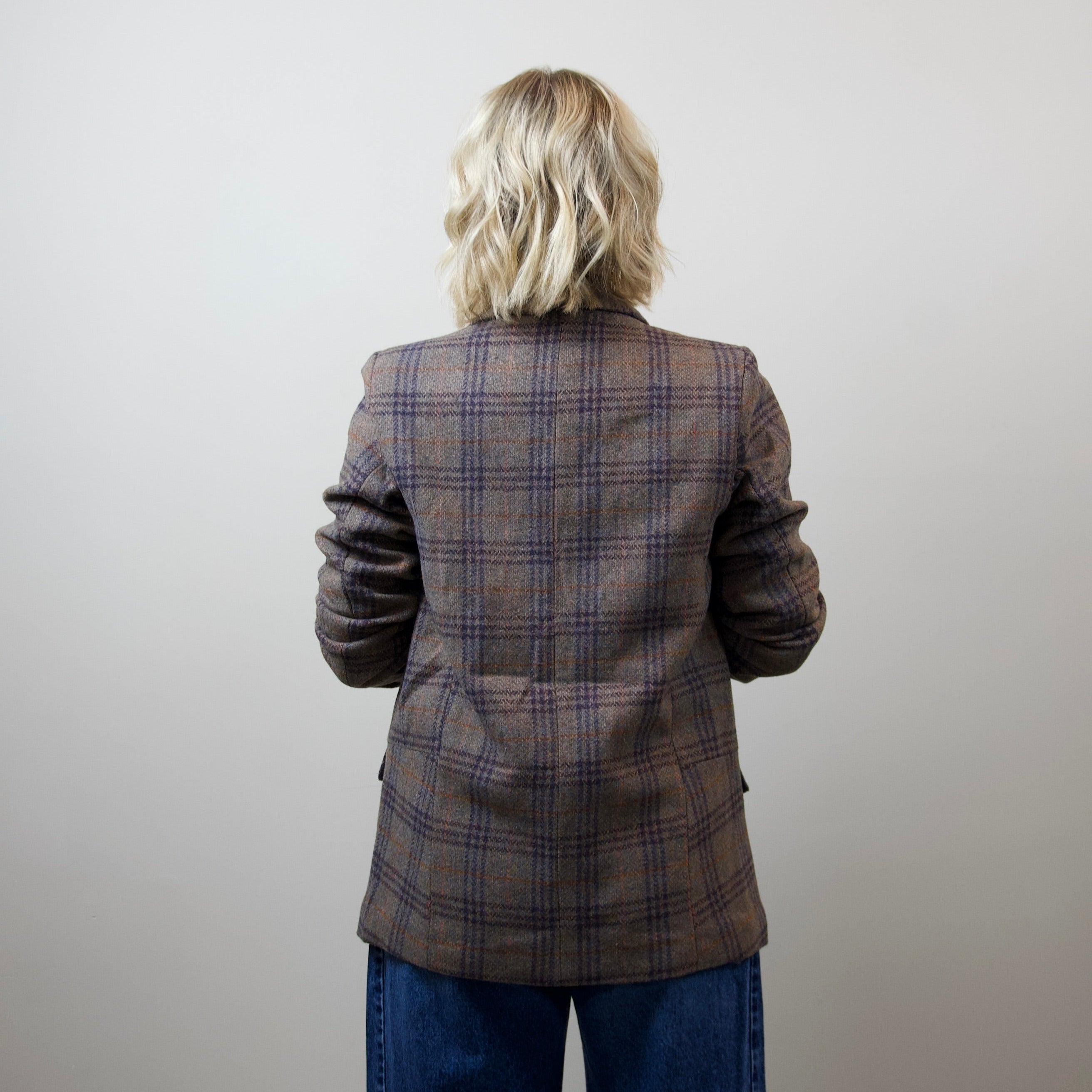 Wool Blend Plaid Blazer
